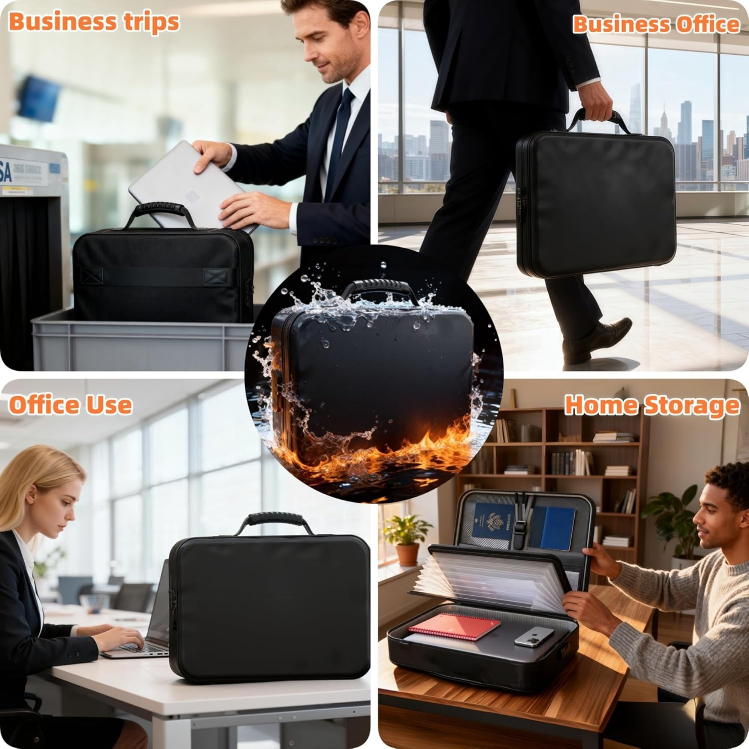 Fireproof Document Box (Soft-Shell) with Lock & Waterproof Zipper, 5200°F Safe