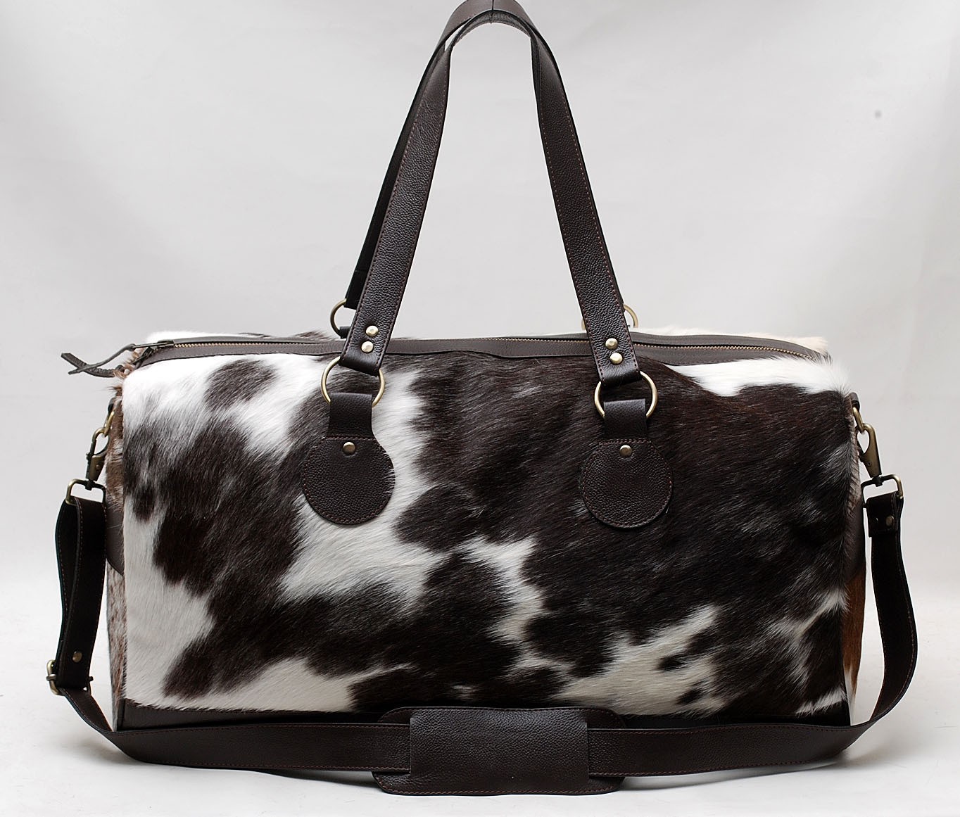 100% Natural COWHIDE Duffel Bag Hair On Leather TRAVEL Bag Luggage Bag SA-8511