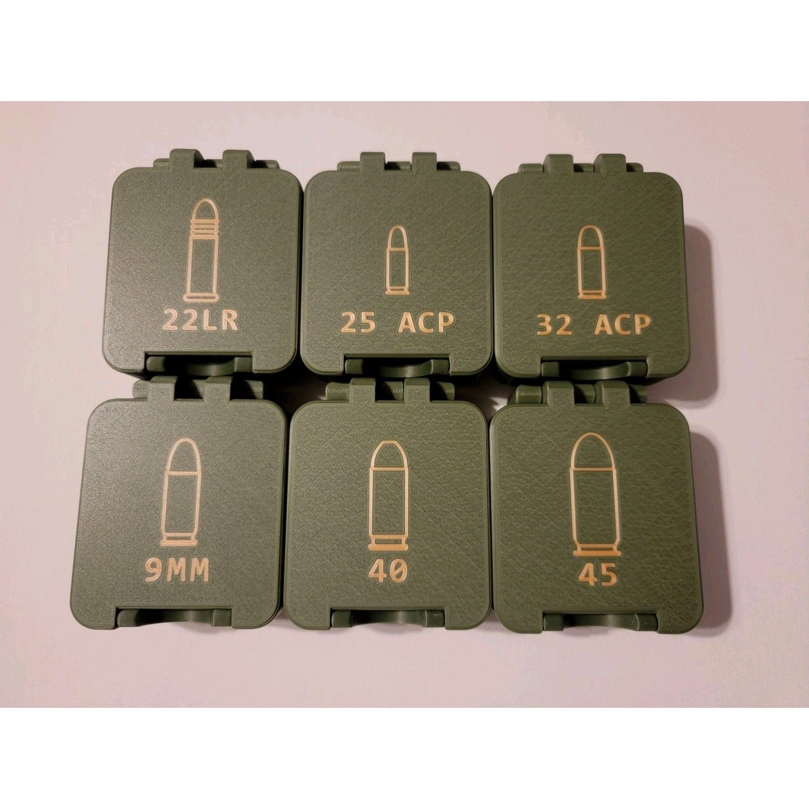 Pick 2 Mini Ammo Boxes 22lr 25acp 32acp 9mm 40 45 Cans Storage Olive green Black
