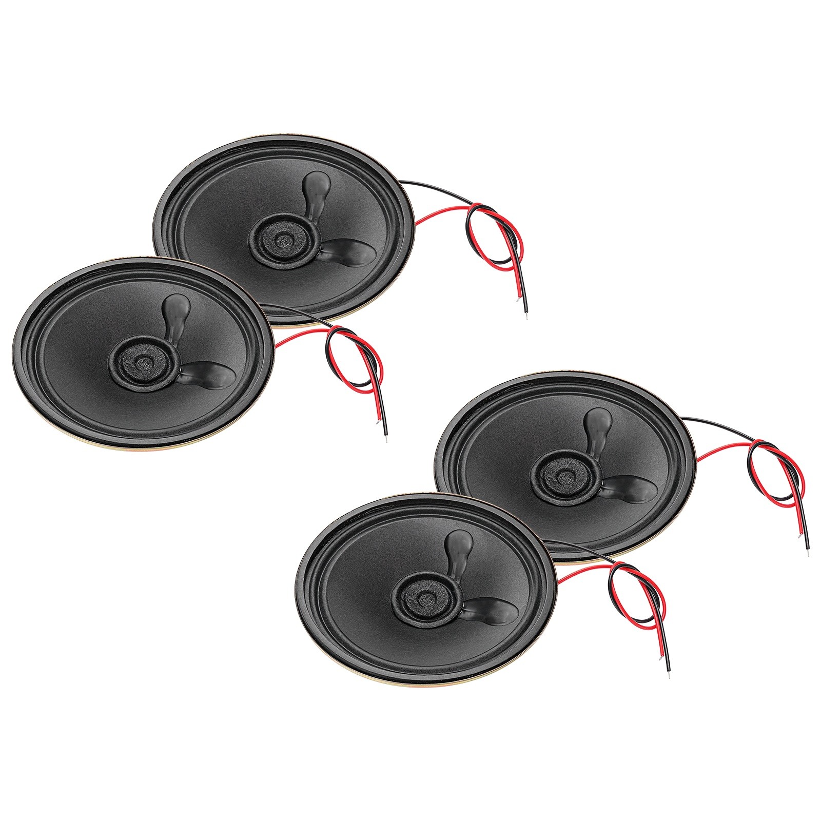 4 Pcs 1W 8 Ohm Small Speakers Metal Round Speaker with Wires, 57x12mm Black