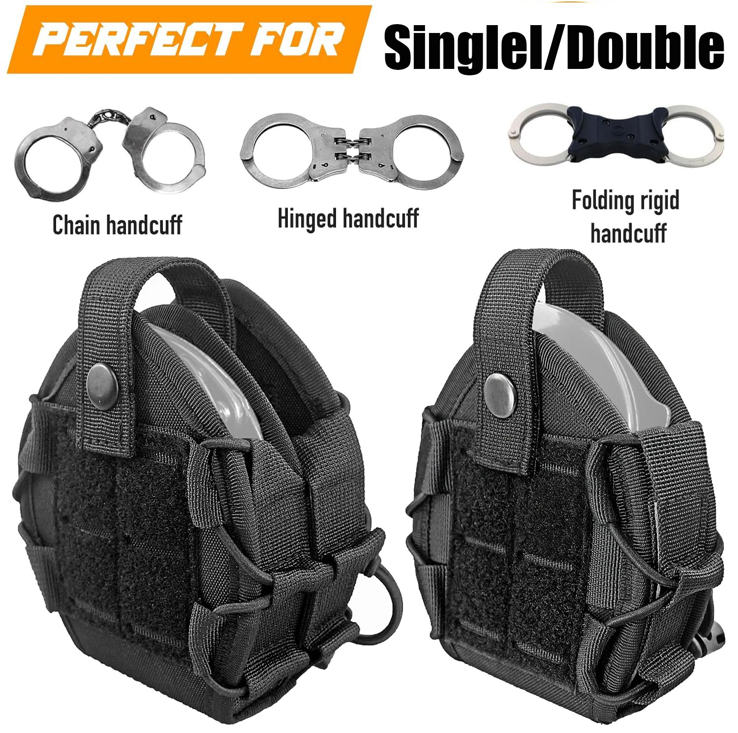 US Single/Double Open Top Handcuff Case Pouch for Duty Belt/MOLLE Tactical Vest
