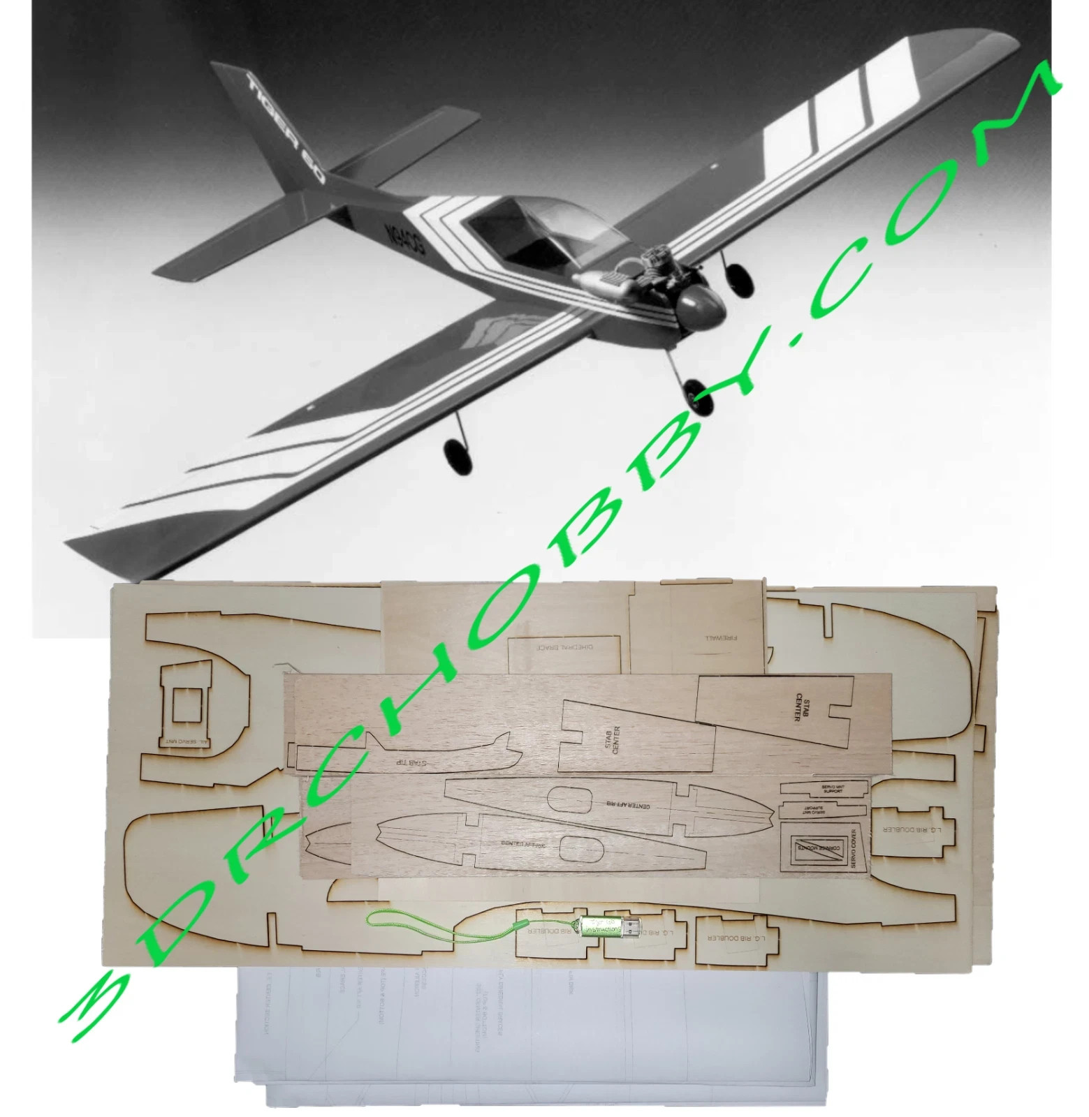 TIGER 60 70" Wingspan RC Airplane Kit Short Kit W/ Plans Laser Cut Balsa & Ply