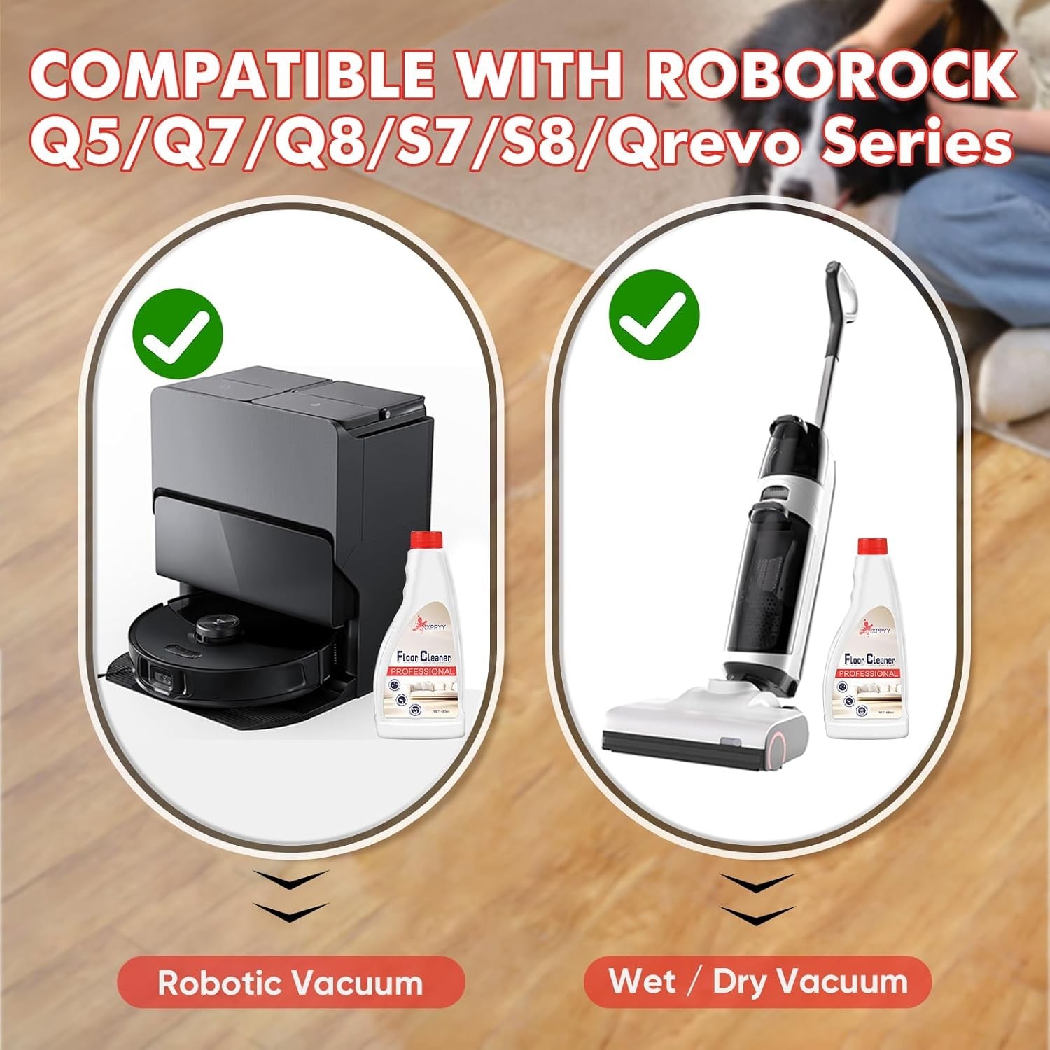 Floor Cleaning Solution for Roborock Q5/Q7/Q8/S7/S8, 4 Bottles