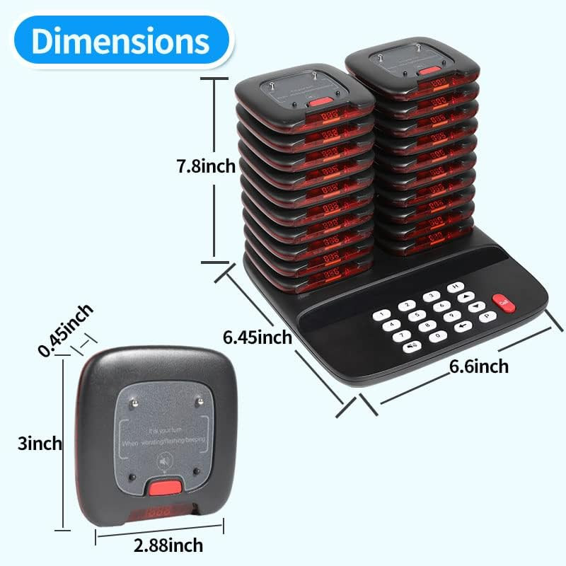 AGJ Restaurant Pager System Wireless Calling System 20 Pagers Beeper Buzzer Gues
