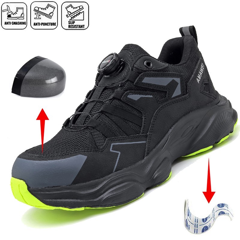 Men Rotary Buckle Safety Shoes Comfortable Work Boot Indestructible Boots