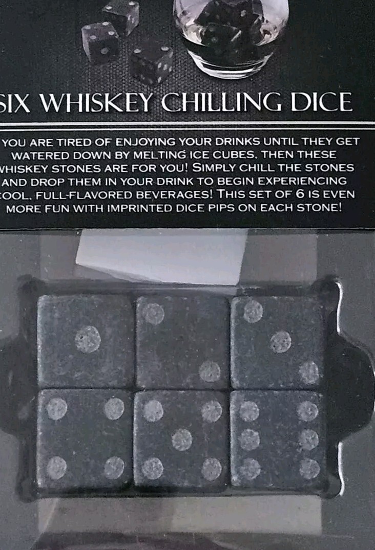 6-pc Dice Dark Gray Whiskey Wine Chilling Stones, Rocks, Ice Cubes - U.S. Seller
