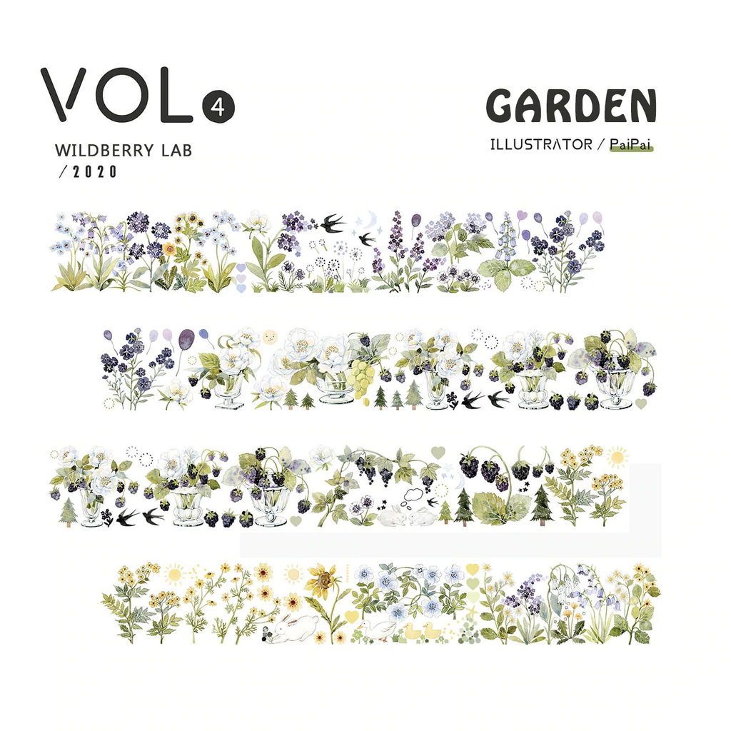 Wildberry Lab Garden Flowers PET Tape SAMPLE LOOP