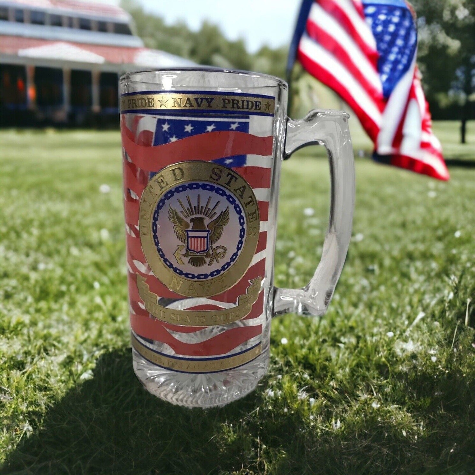 US Navy Beer Mug 25 oz The Sea is Ours Sailor Military Patriotic USA