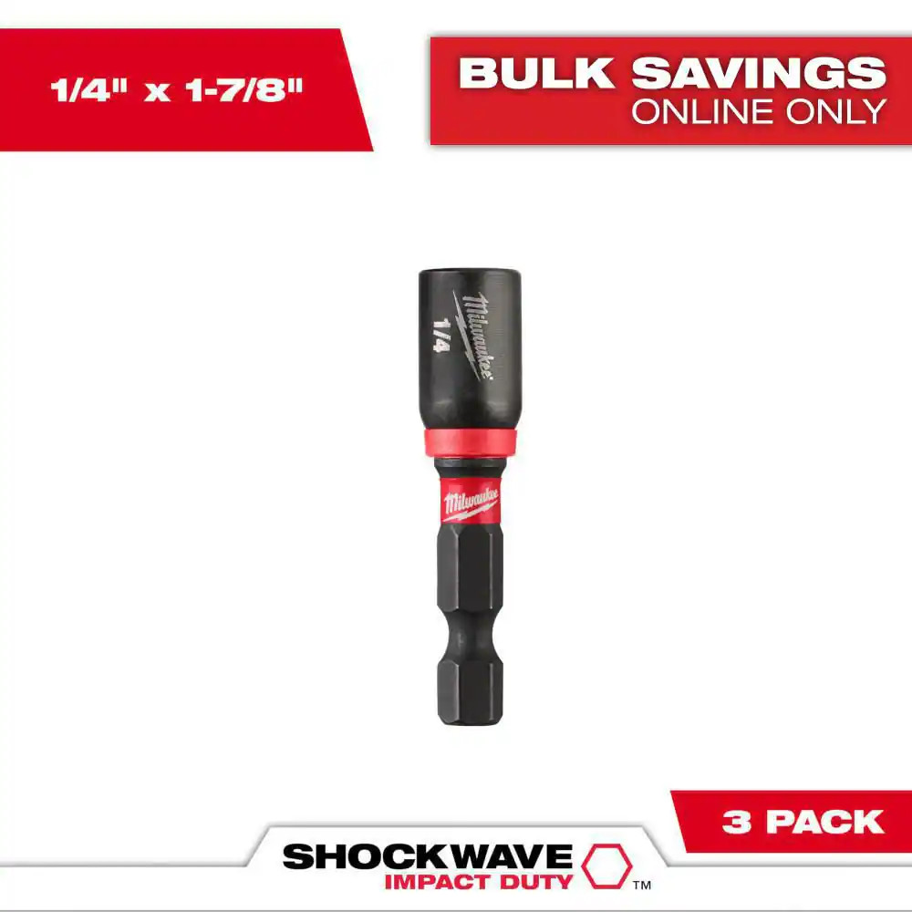 SHOCKWAVE Impact Duty 1/4 In. X 1-7/8 In. Alloy Steel Magnetic Nut Driver Bit (3