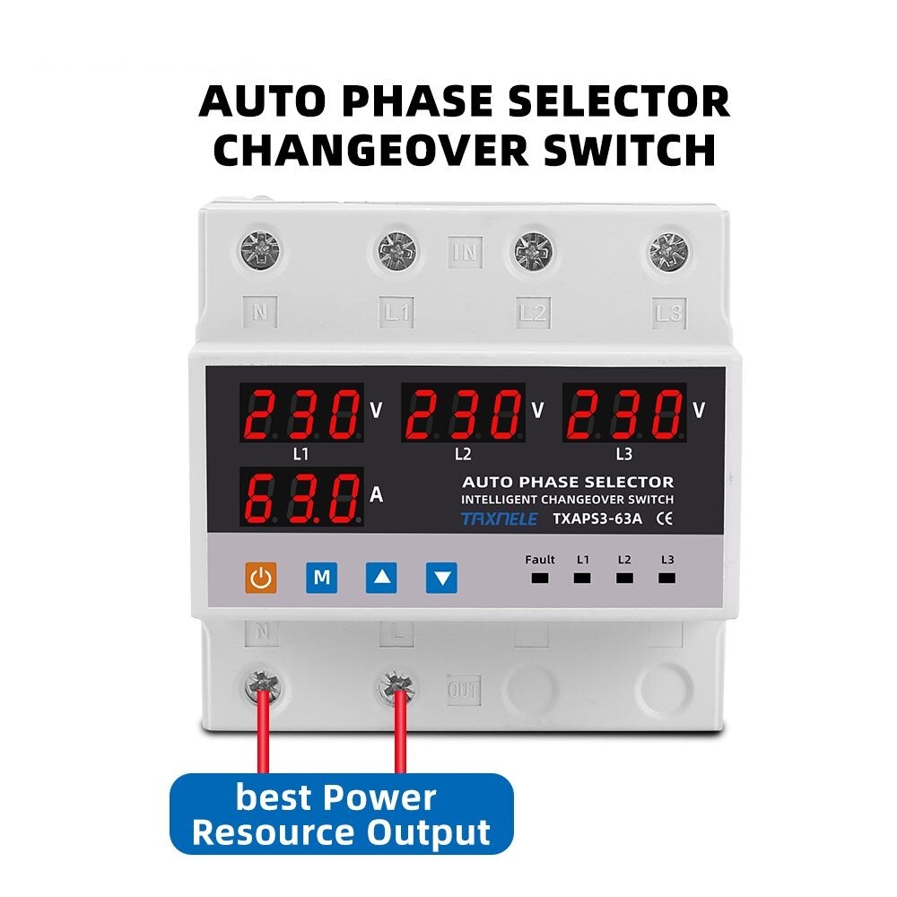 Automatic Transfer Switch Uninterrupted Power Phase Selector Changeover 63A 100A