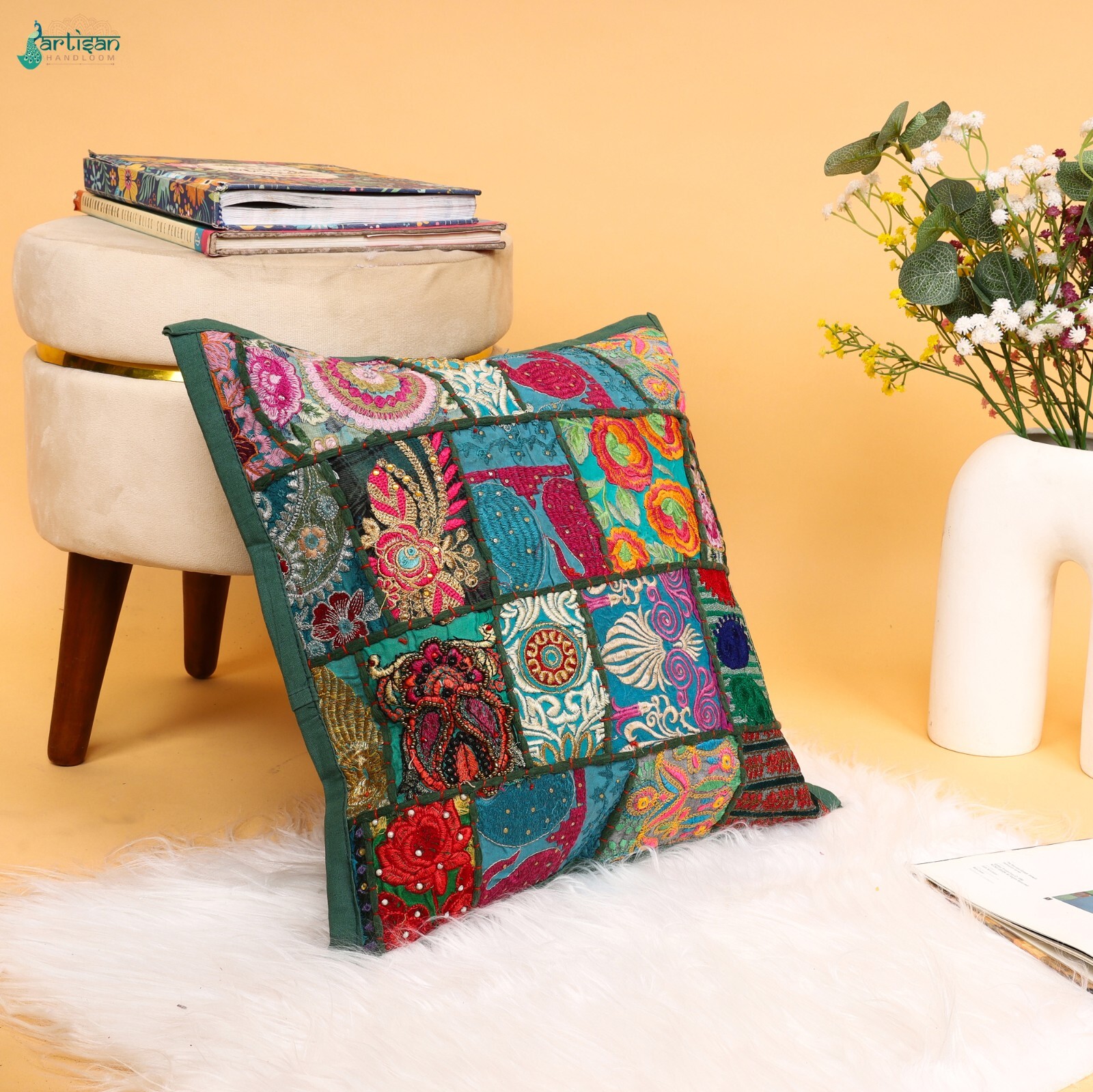 All Size Handmade Cushion Covers Patchwork Pillow Covers Hand Embroidered Throw