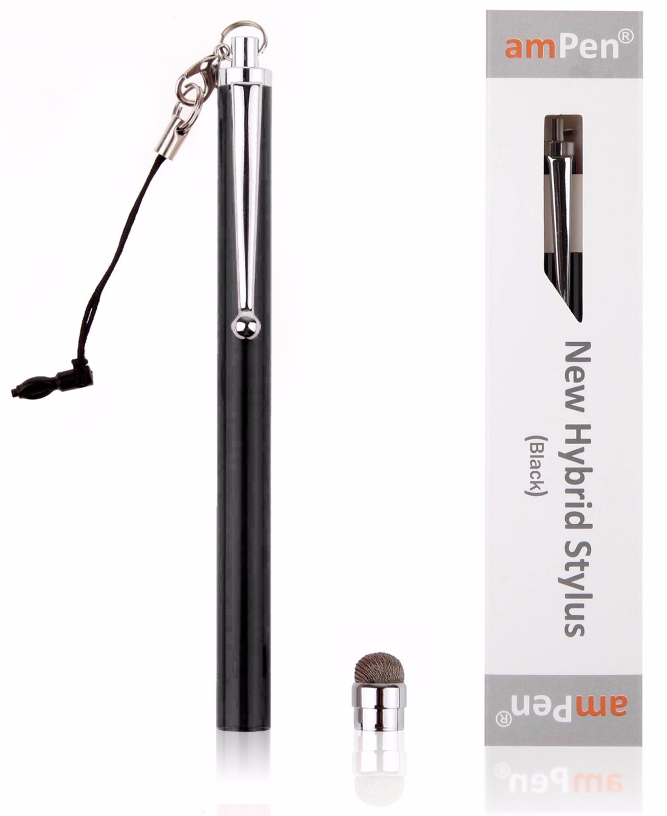 amPen Hybrid Stylus for iPad | iPhone | Samsung Galaxy Phones/Tablets (Black)