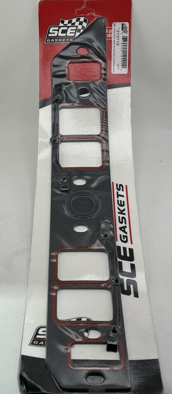 SCE Intake Gasket Set 213115; Rect Port 2.5 x 1.8 in. for BBC, w/No Top Bolts