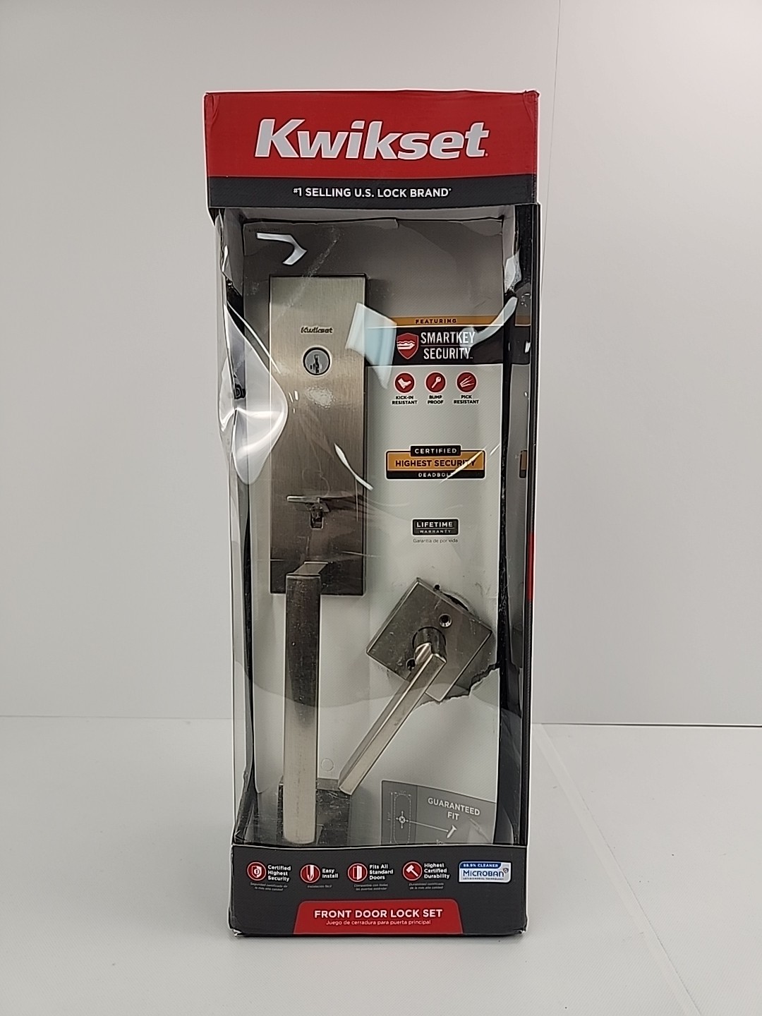 Kwikset Vancouver 818VNHXFL SQT 15 SMT CP Satin Nickel Single Cylinder Handleset