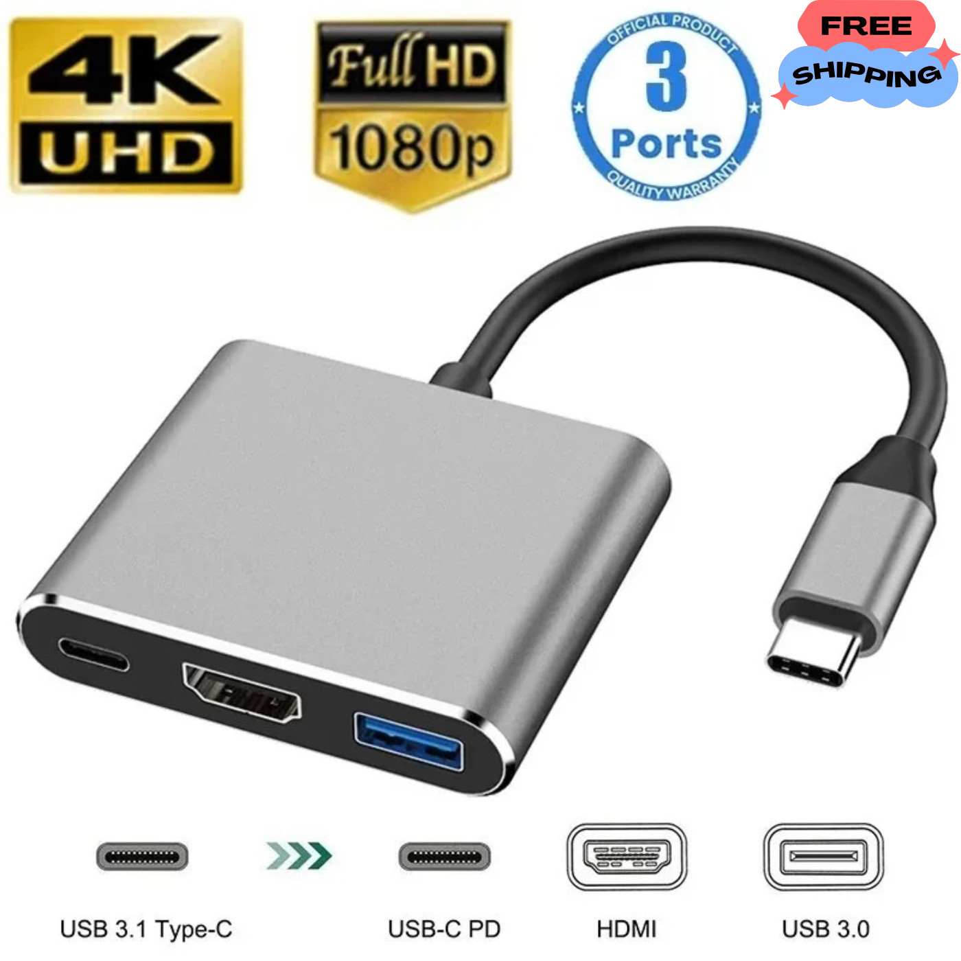 NEW USB Type C to HDMI HDTV TV Cable Adapter Converter For Macbook Android Phone