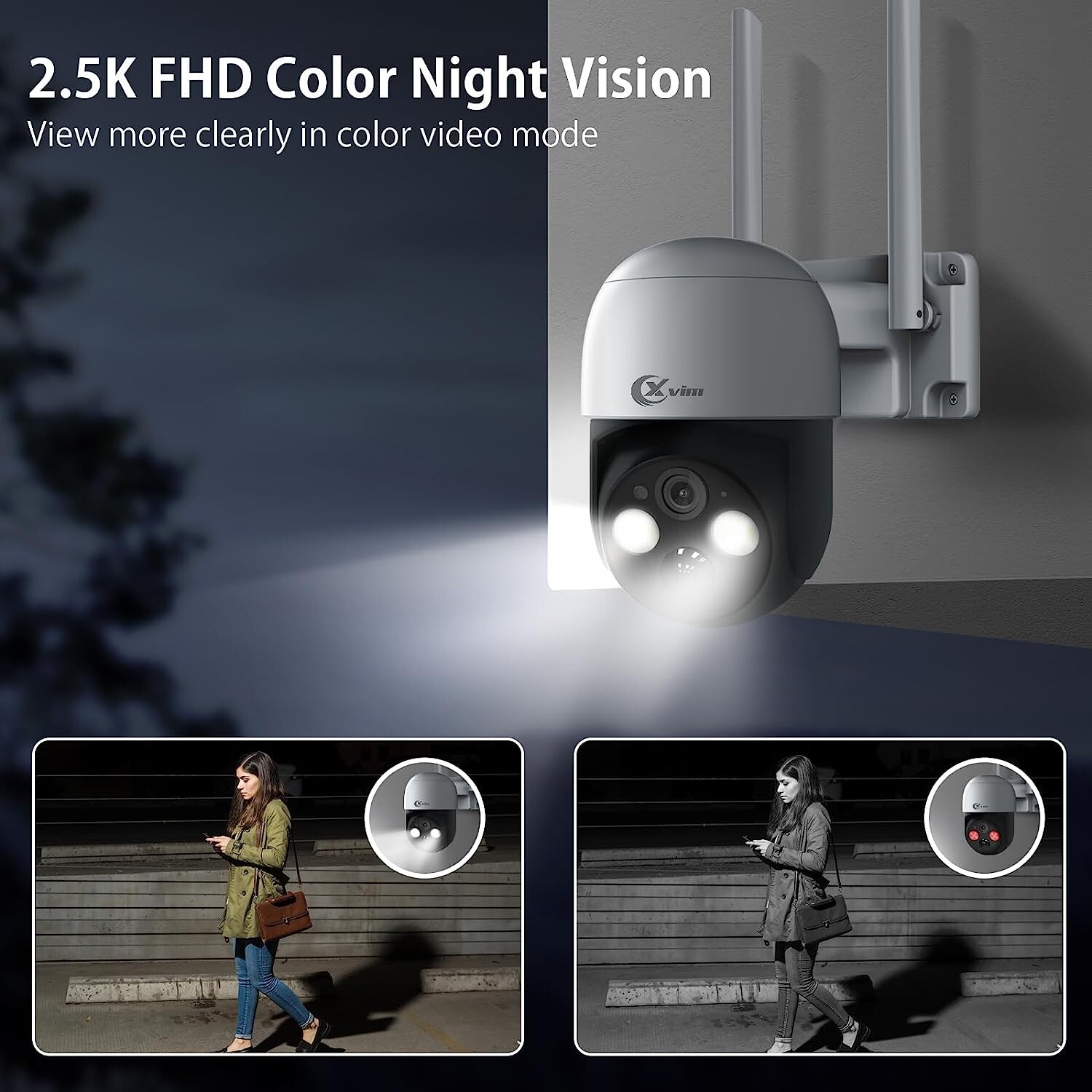 XVIM 4MP WiFi Solar Camera Wireless Outdoor Security Camera System Rechargeable