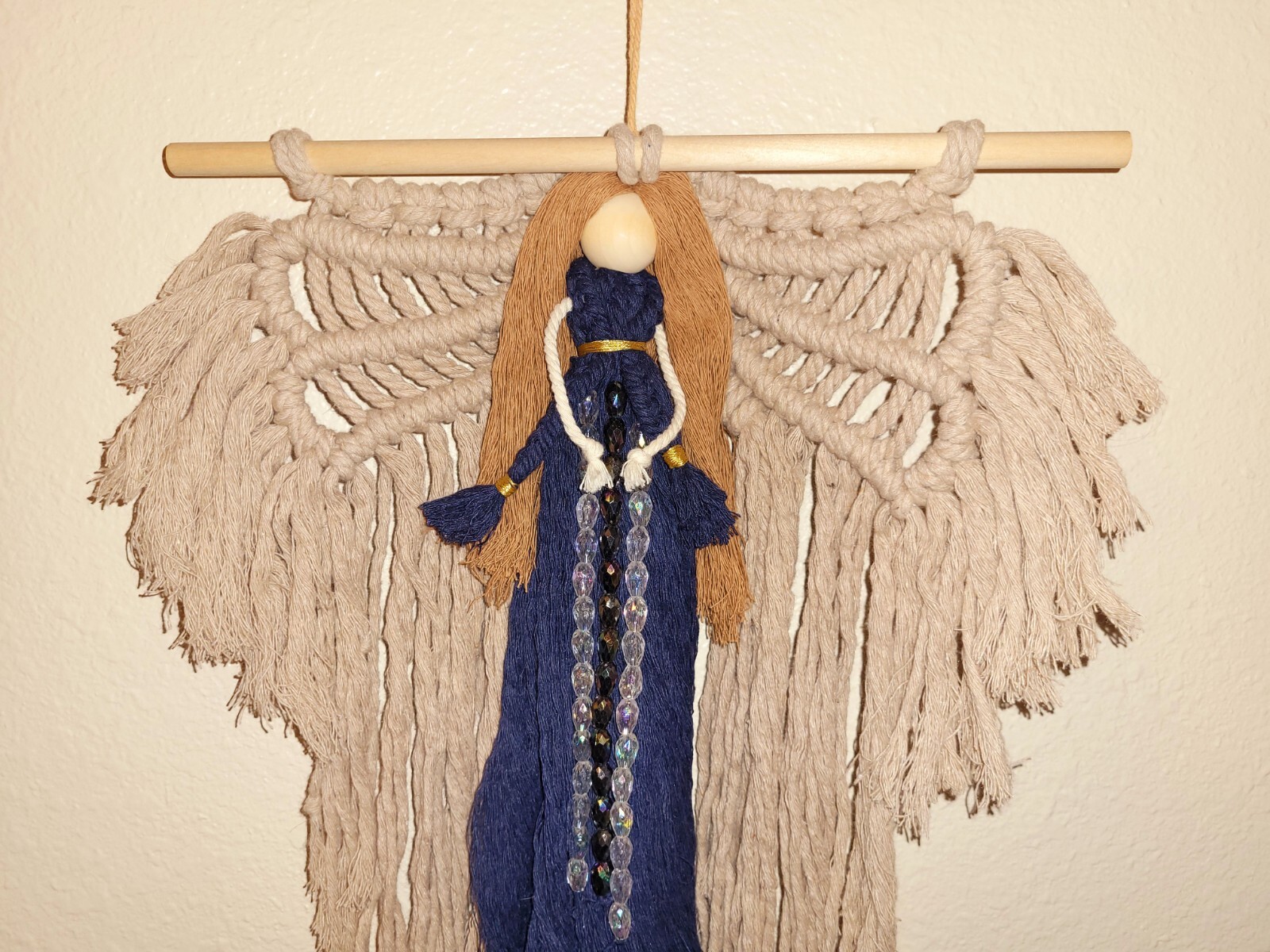 Macrame Handmade Wall Hanging Decor Crocheted Angel Doll Made From Cotton Thread