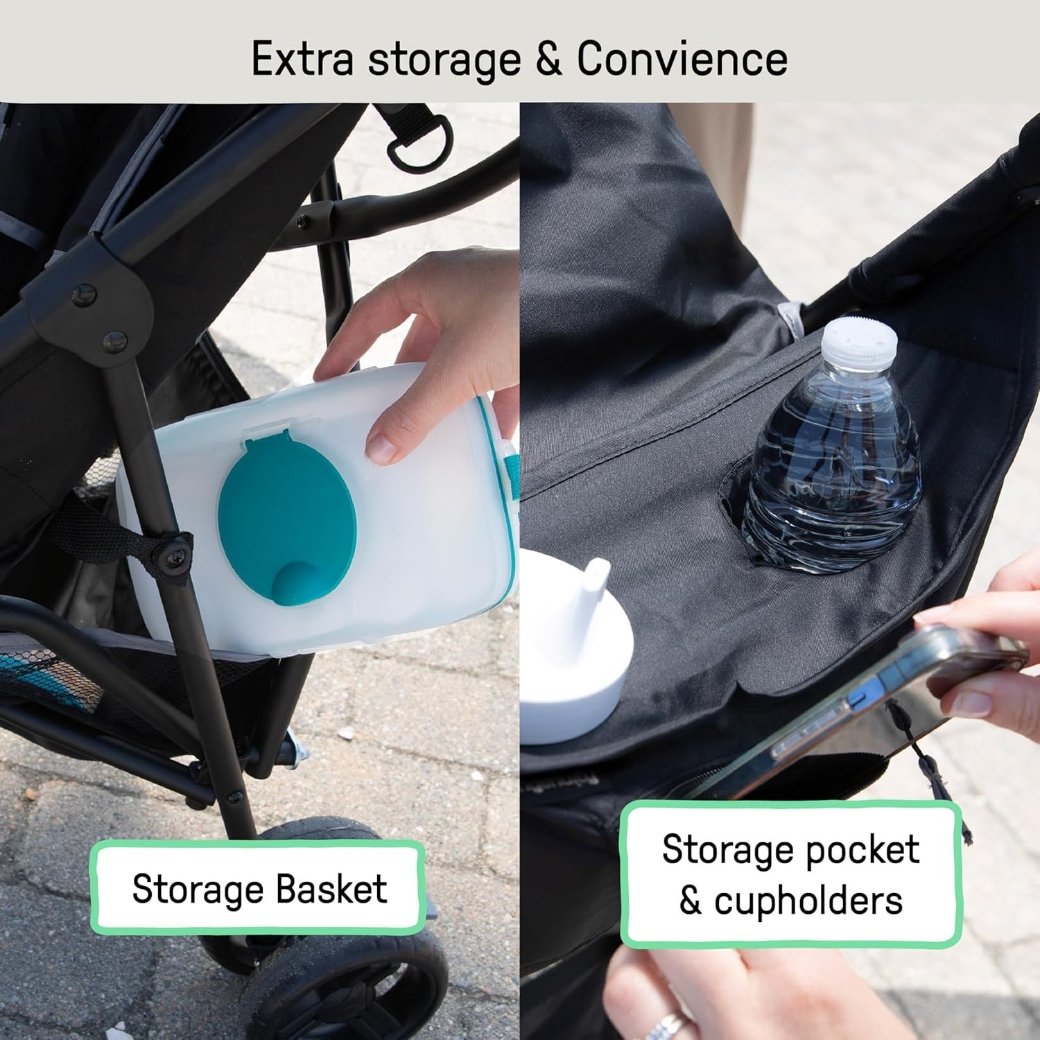 3D Mini Gray Stroller - Lightweight, Multi-Position Recline