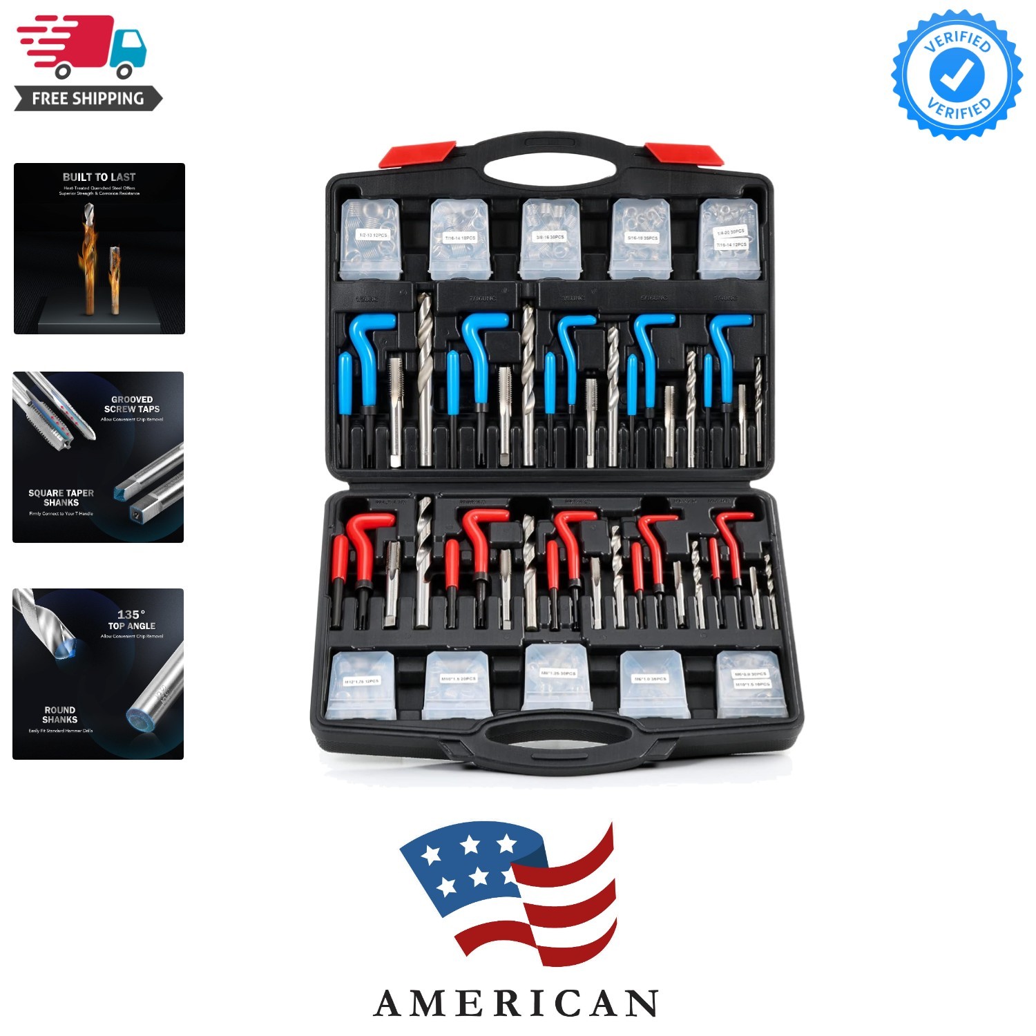 Thread Repair Kit, SAE and Metric Helicoil Repair Kit with HSS Drill Bits Ins...