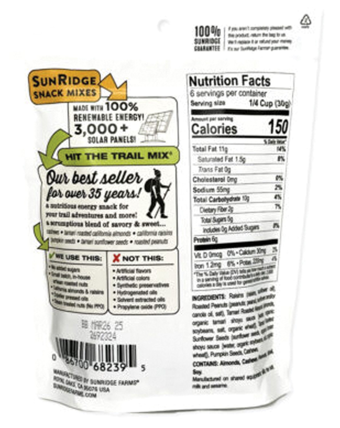 Sunridge Farms Hit The Trail Mix - Organic, Non-GMO Energy Snack with