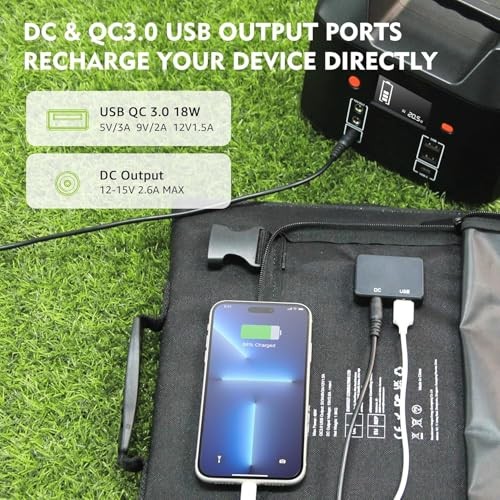 40W Solar Panel 40 Watt Foldable Solar Panel for Portable Power - Black 40W