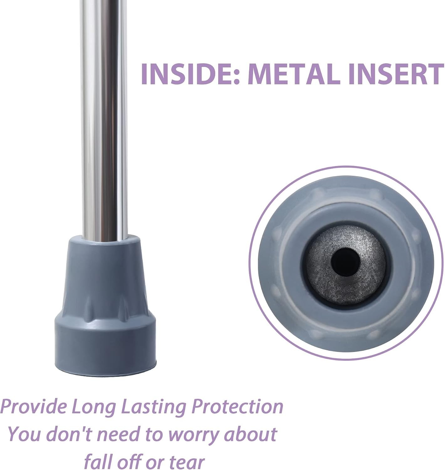 Effortless Installation: 7/8 Inch Gray Rubber Cane Tips – 2 Pack for Every Cane