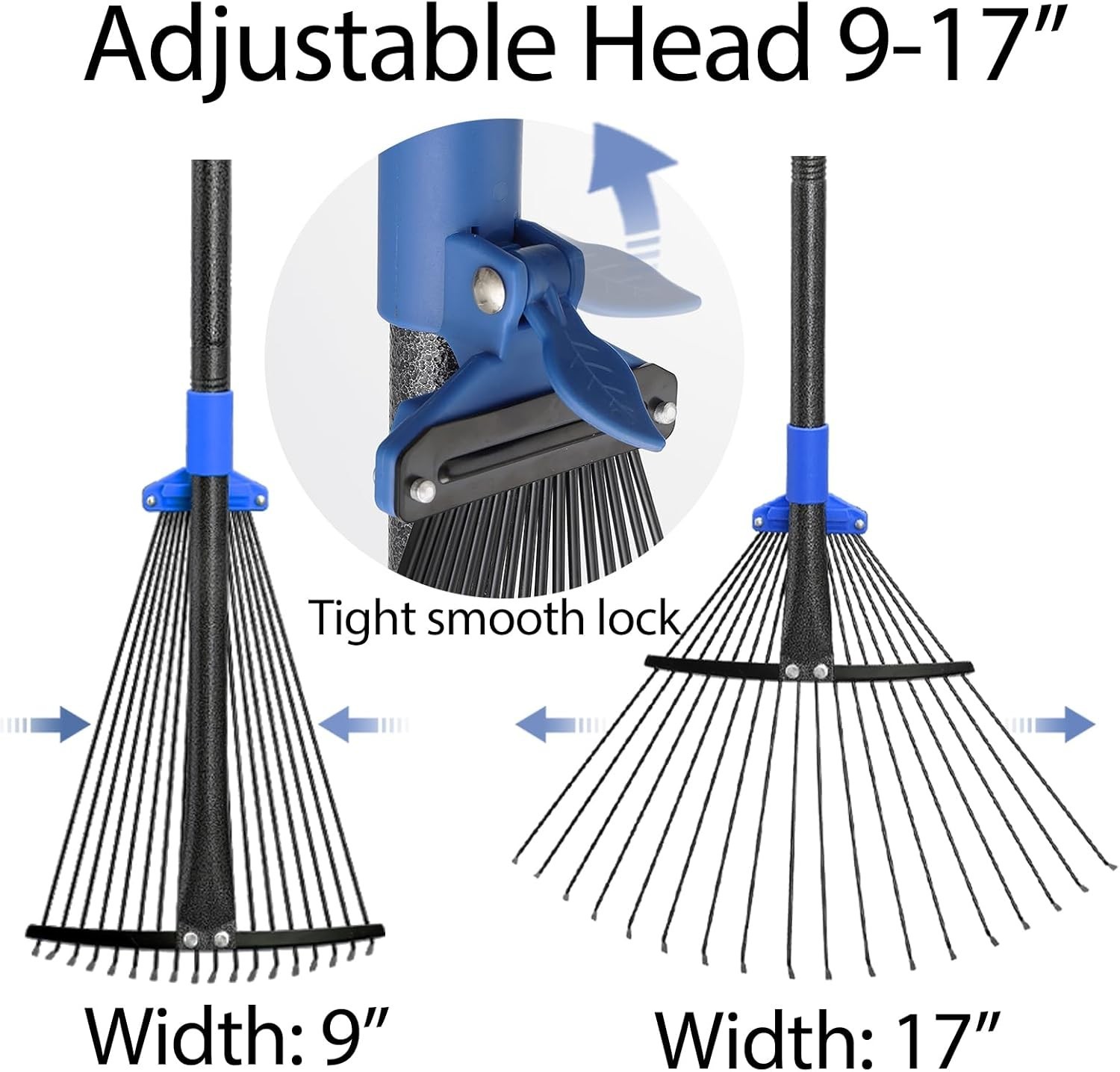 Expandable Rake with Long Handle for Easy Yard Work - From Pine Straw to Leaves