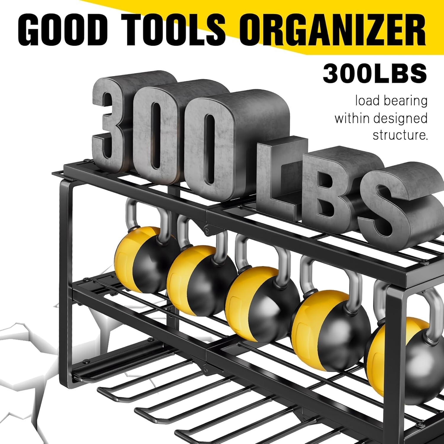 Power Tool Organizer Wall Mount - 300Lbs Load 3 Layers Storage Rack with 7 Dr...