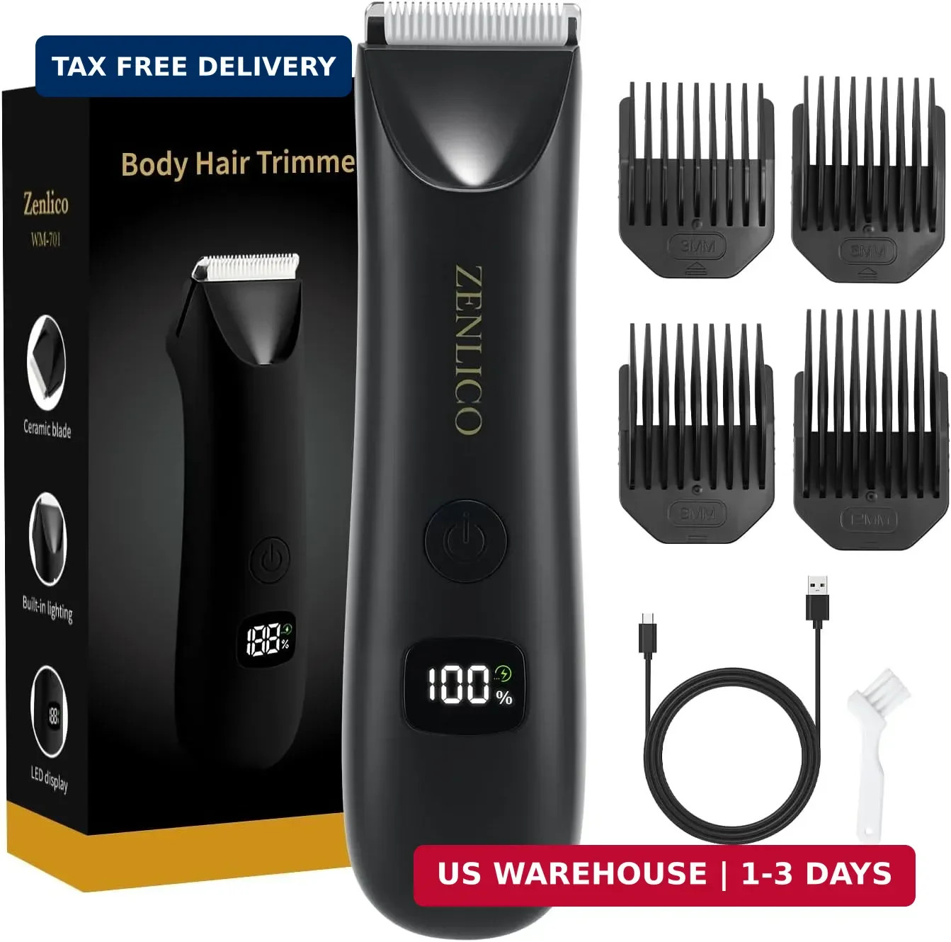 Pubic Hair Trimmer for Men, Manscape Body Hair Trimmer, Ceramic Blade Body Shave
