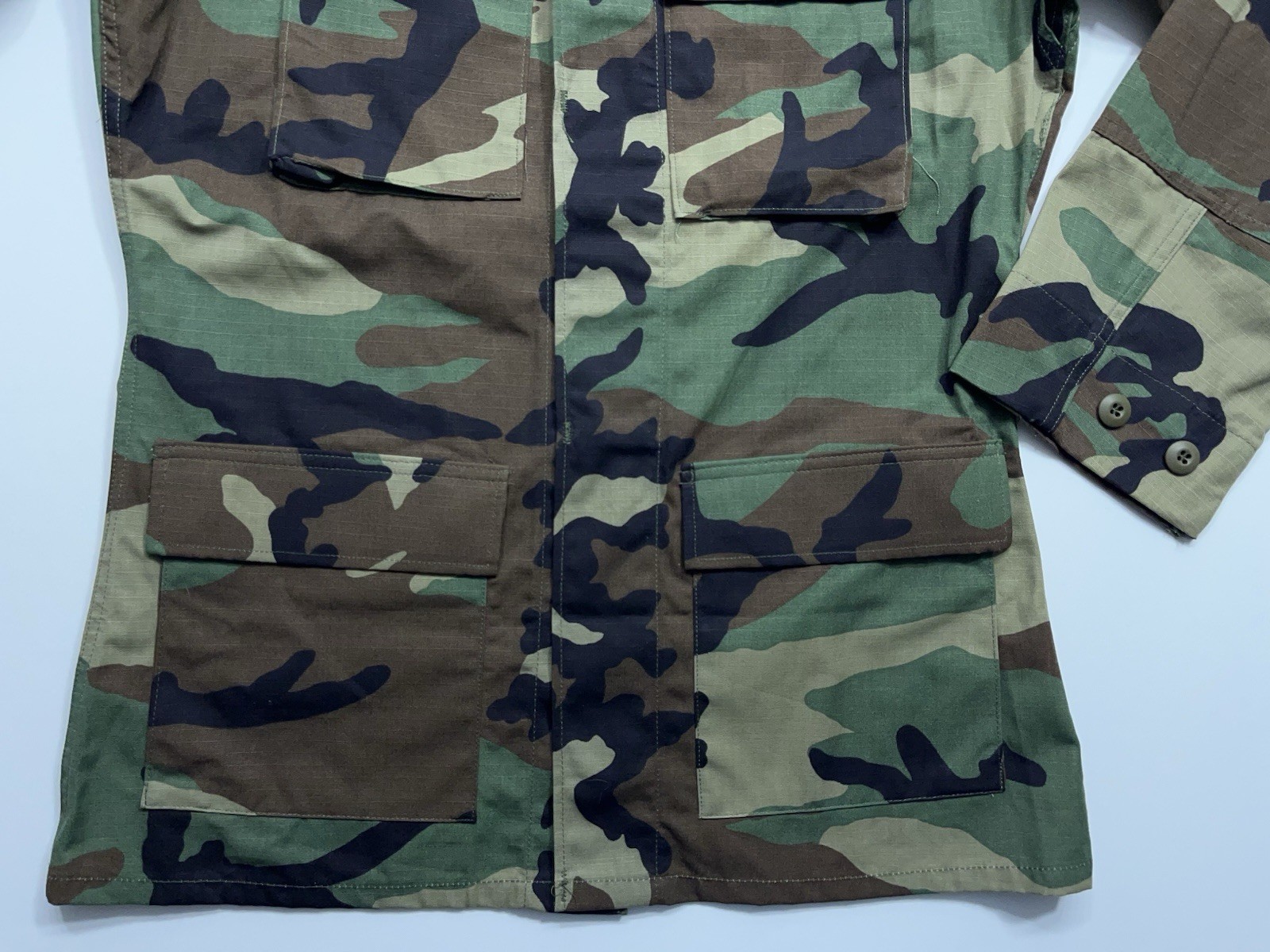 Golden MFG Hot Weather Woodland Camo Combat Jacket Mens Size Small Long NEW