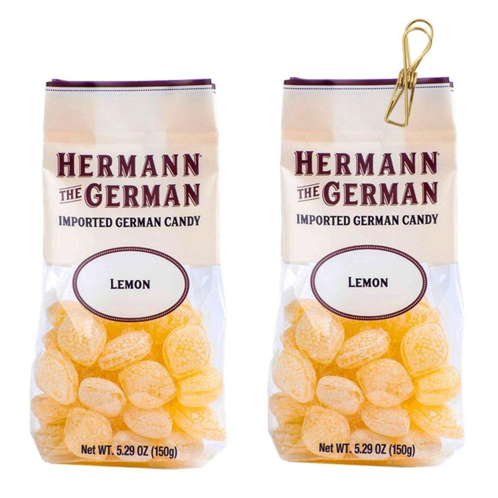 Hermann The German Lemon Bavarian Hard Candy 5.29 Oz X 2 w Wire Bag Clip