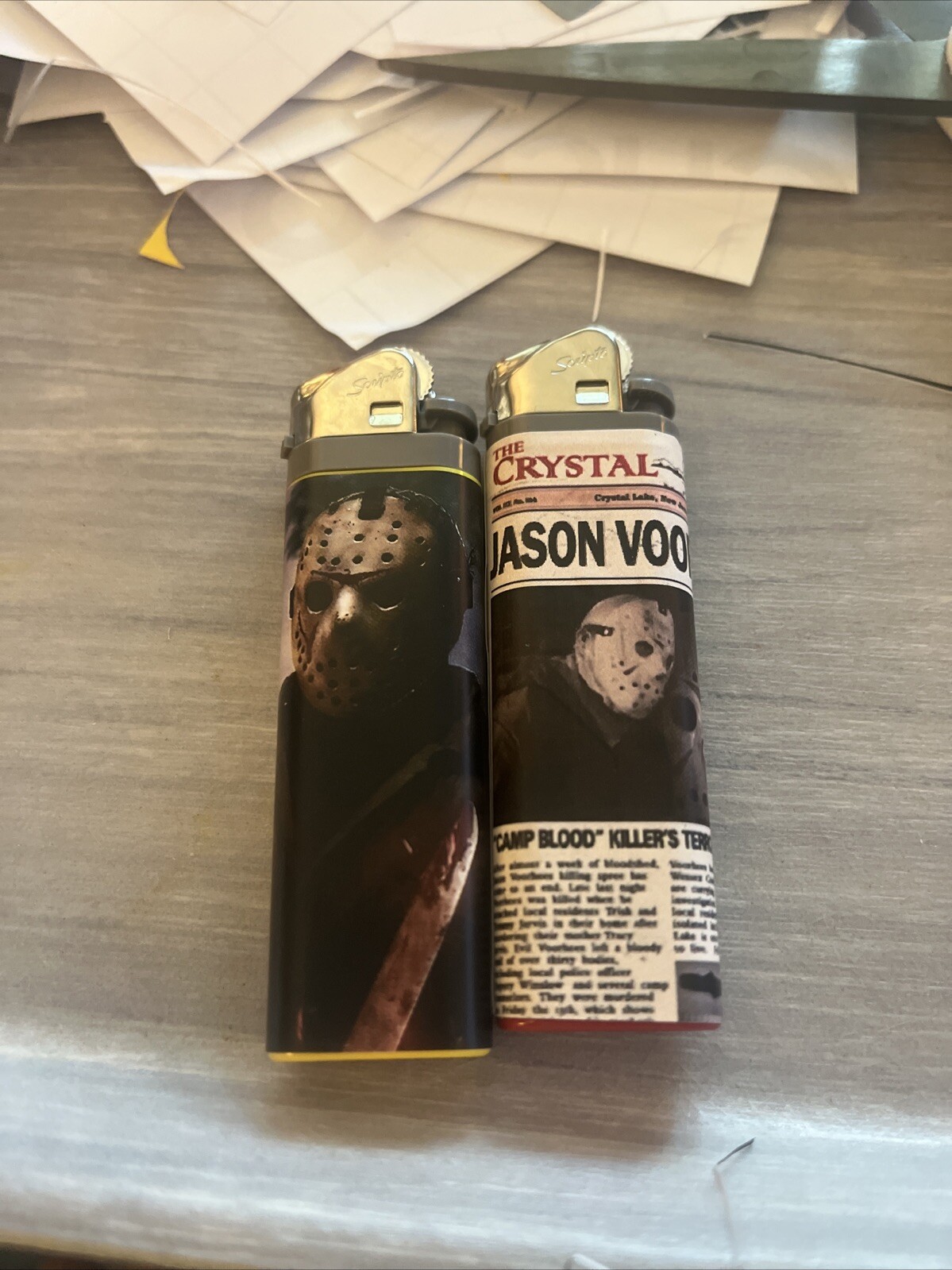 New 2 Custom Scripto Lighters Jason Voorhees Friday The 13th Very well made