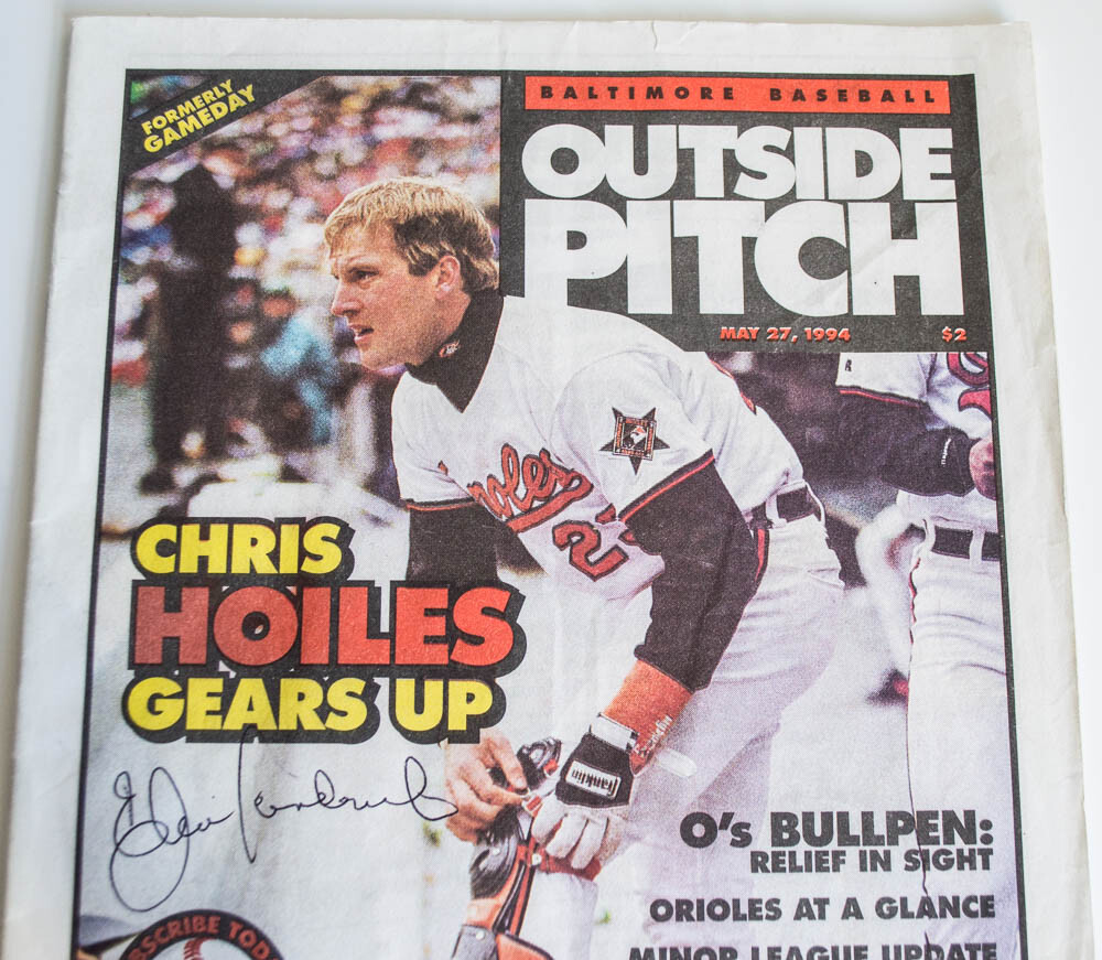 Baltimore Orioles Elrod Hendricks Auto Autograph 1994 Outside Pitch Program