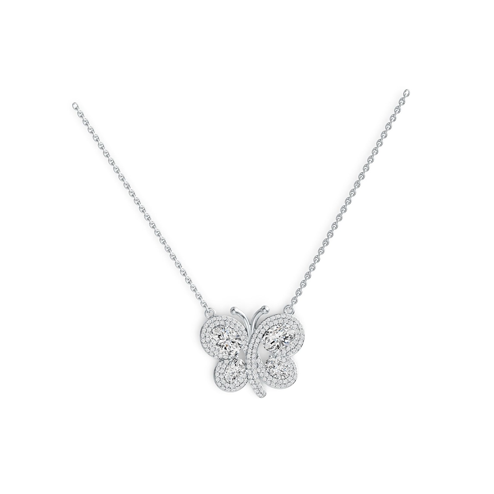 Sterling Silver Semi Mount Pendant Setting OV 8X6mm OV 6X4mm Butterfly Theme