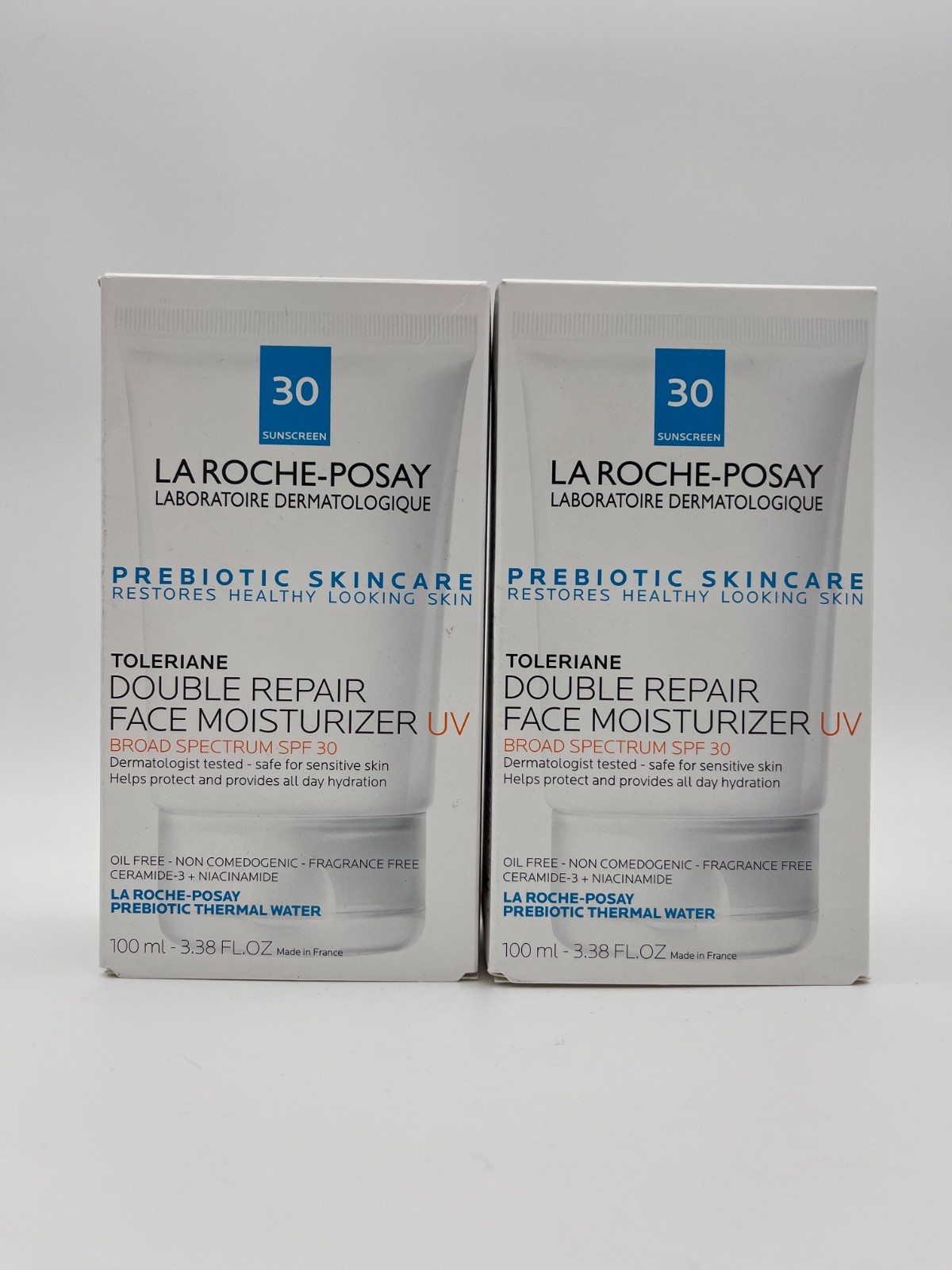 2x LA ROCHE-POSEY DOUBLE REPAIR FACE MOISTURIZER SPF 30 3.38oz EA EXP 8/26 MR116