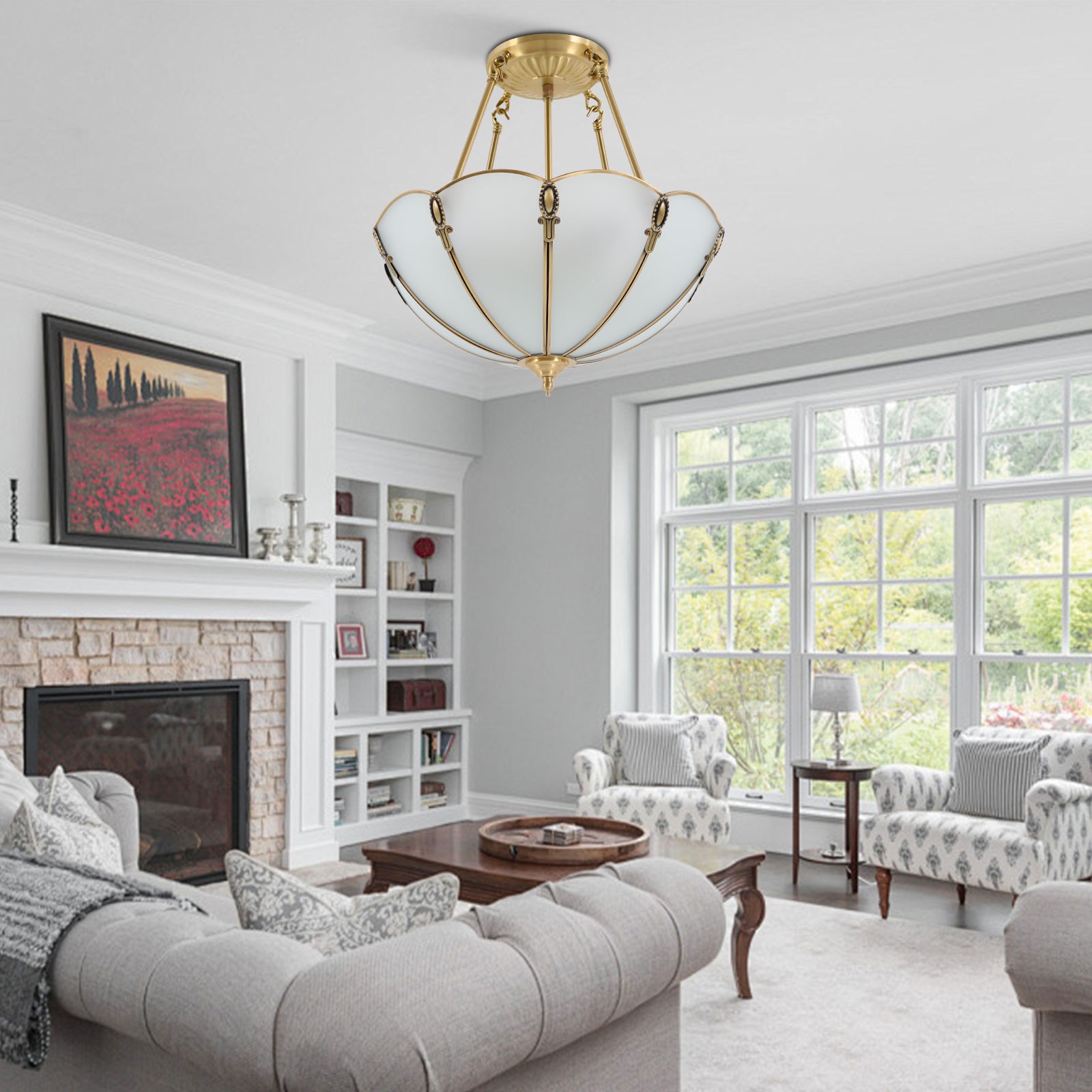 Retro Pendant Lamp 110V Hanging Chandelier 4 Lights Antique Style Pendant Light