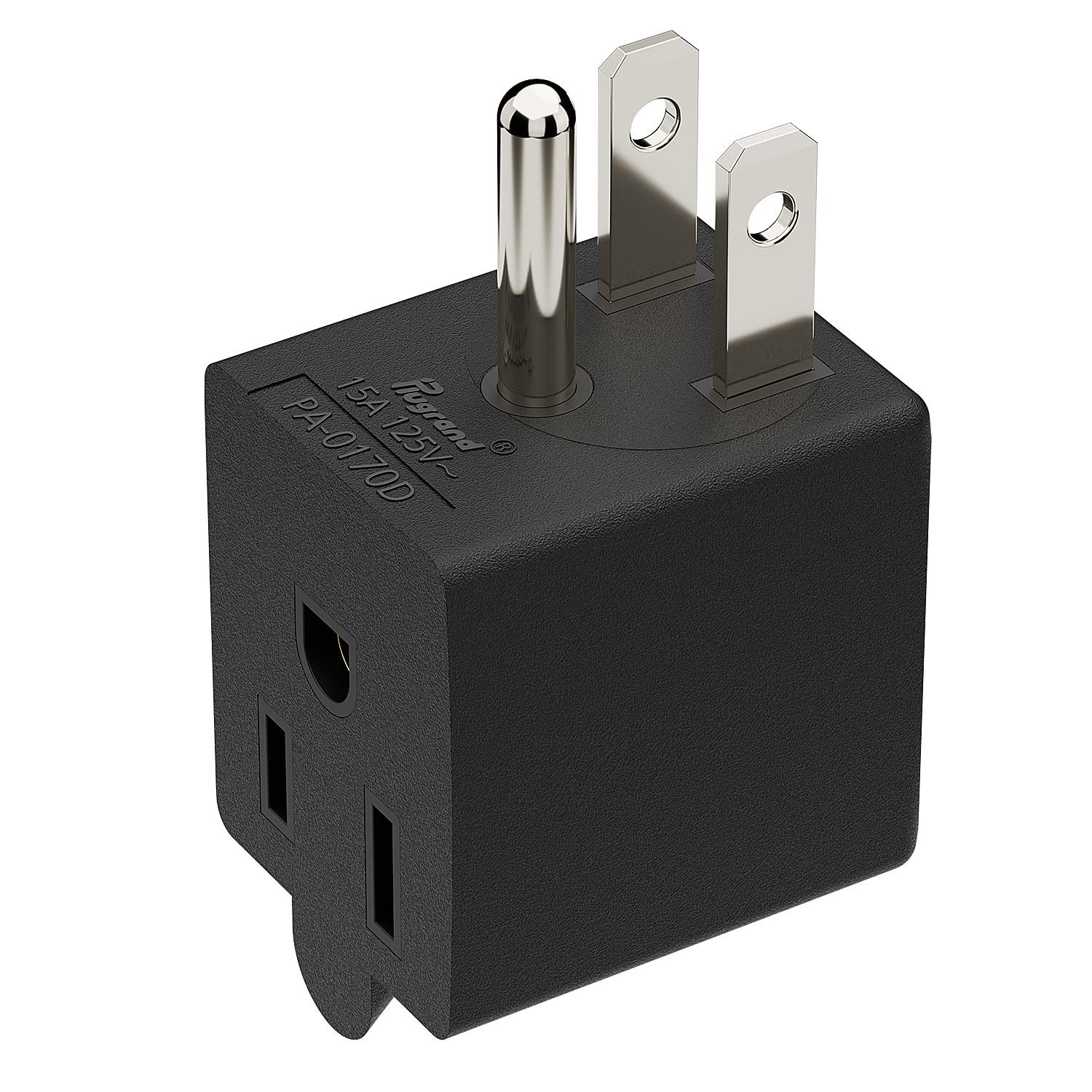 90� Right Angle USA Power Adapter 3-Prong Male to Female Space Saving Black