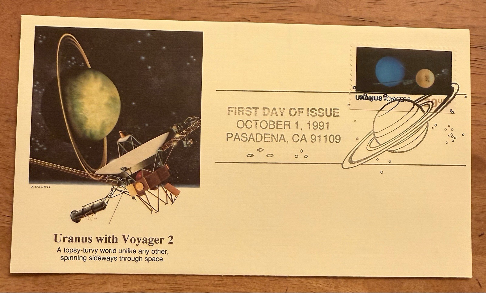 1991 First Day of Issue Postage Stamp  Uranus With Voyager 2 Fleetwood Cachet
