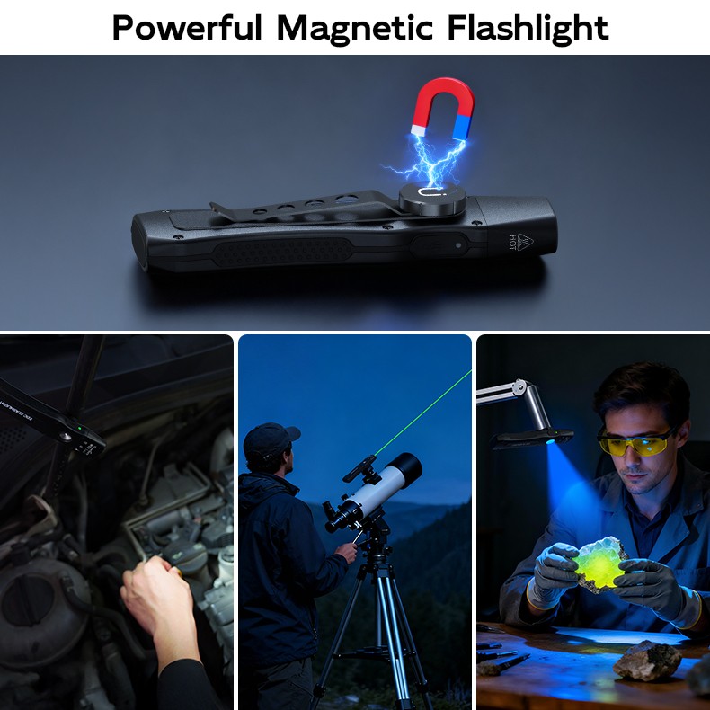 Rechargeable Flat EDC Flashlight 1000 Lumens Tactical Flashlight with UV Light