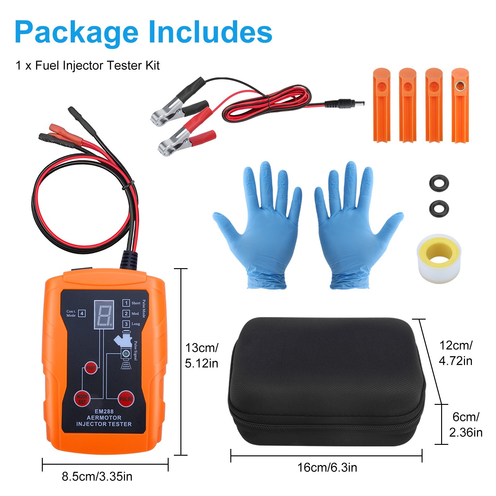 Universal 12V Fuel Injector Tester Cleaner & Adapter DIY Cleaning Tools Kit Set