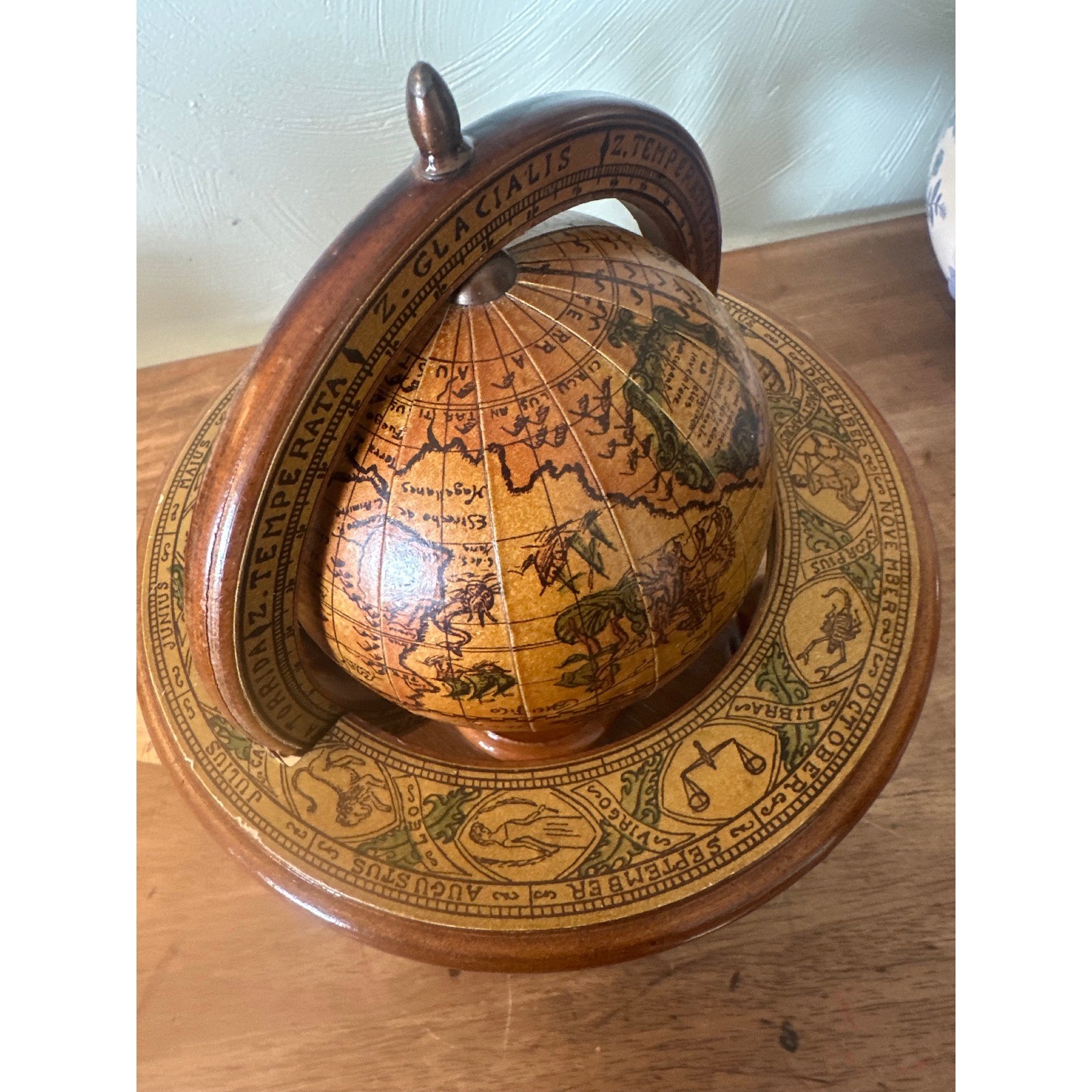 Vintage Old World desk Globe/ zodiac