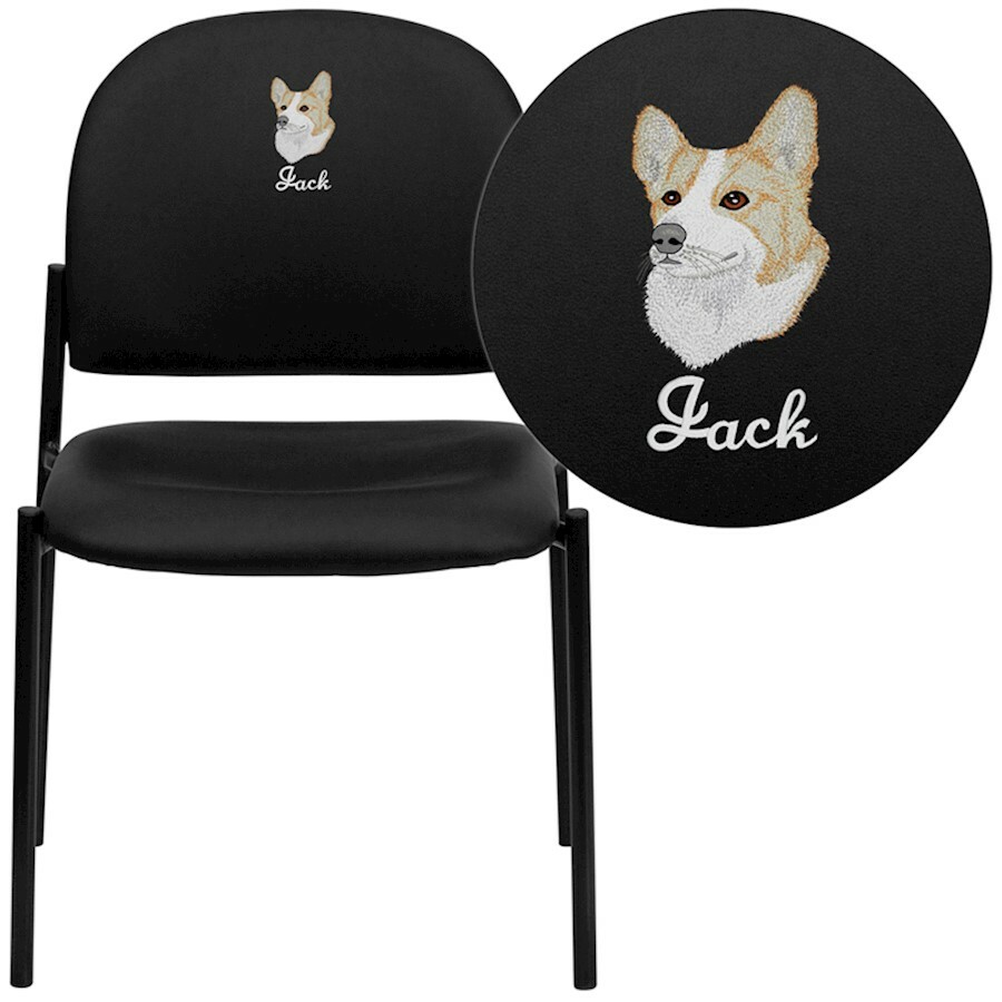 Flash Black Vinyl Stacking Side Reception Chair - BT-515-1-VINYL-EMB-GG