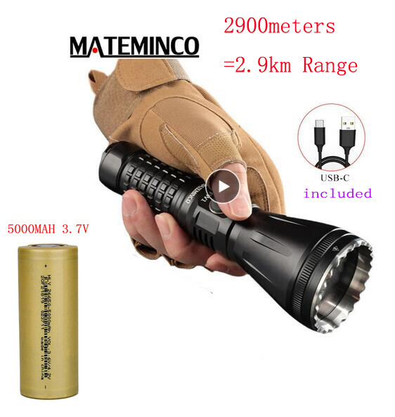 MATEMINCO FW1 LEP Flashlight 2950 Meters Throw USB Type C Rechargeable Torch