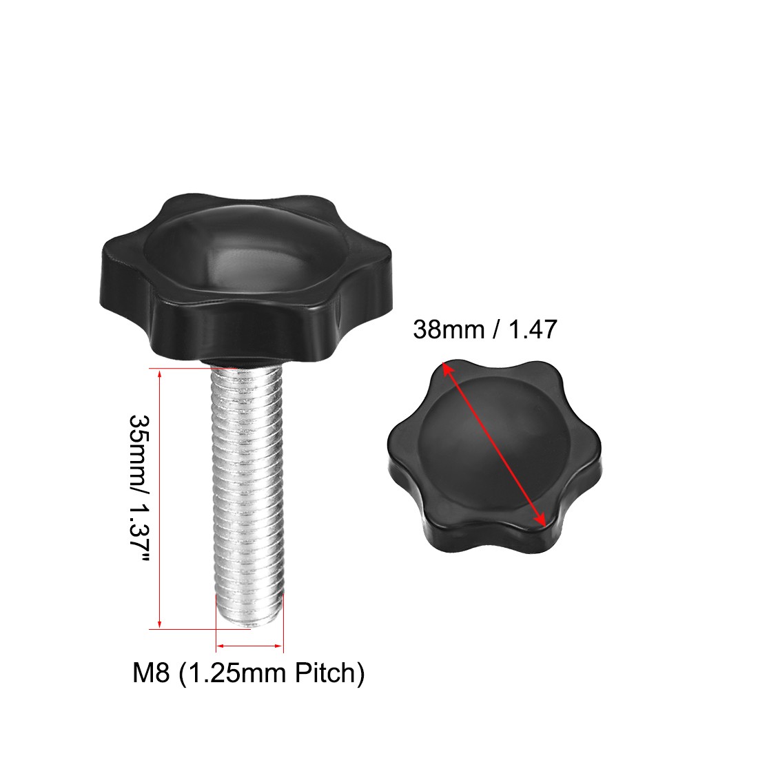 screw locking 38mm hexagonal plum dia M8 ×35mm thread 3pcs