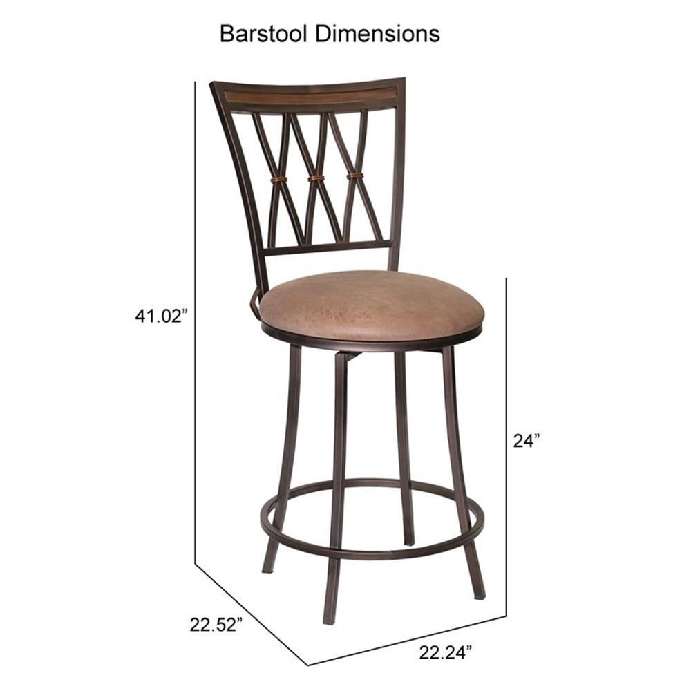 Sedona Swivel Metal Counter Stool with Camel Brown Microsuede Seat