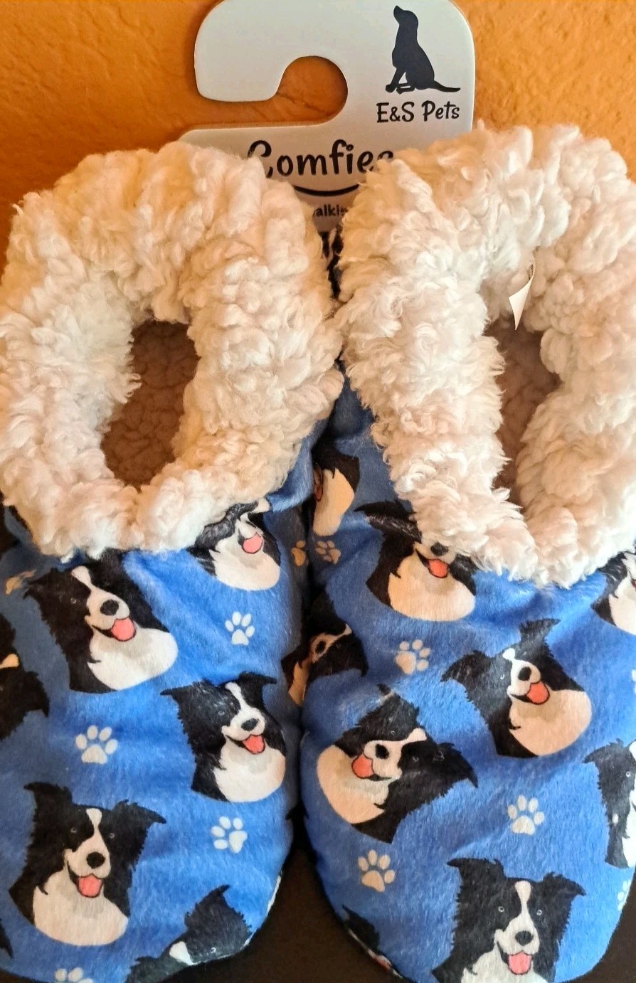 New Comfies Border Collie Dog Soft Slippers Fsux Sherpa Lined One Size Fits Most