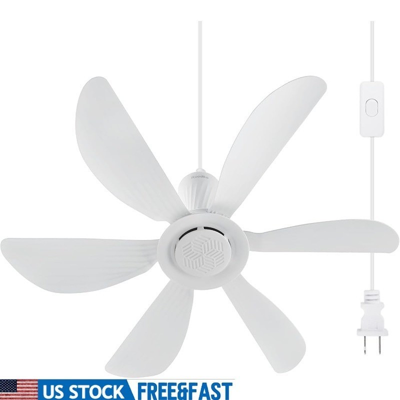 22.5 Inch Quiet Plug-In Ceiling Fan Outdoor Gazebo Garage Portable Cooling New