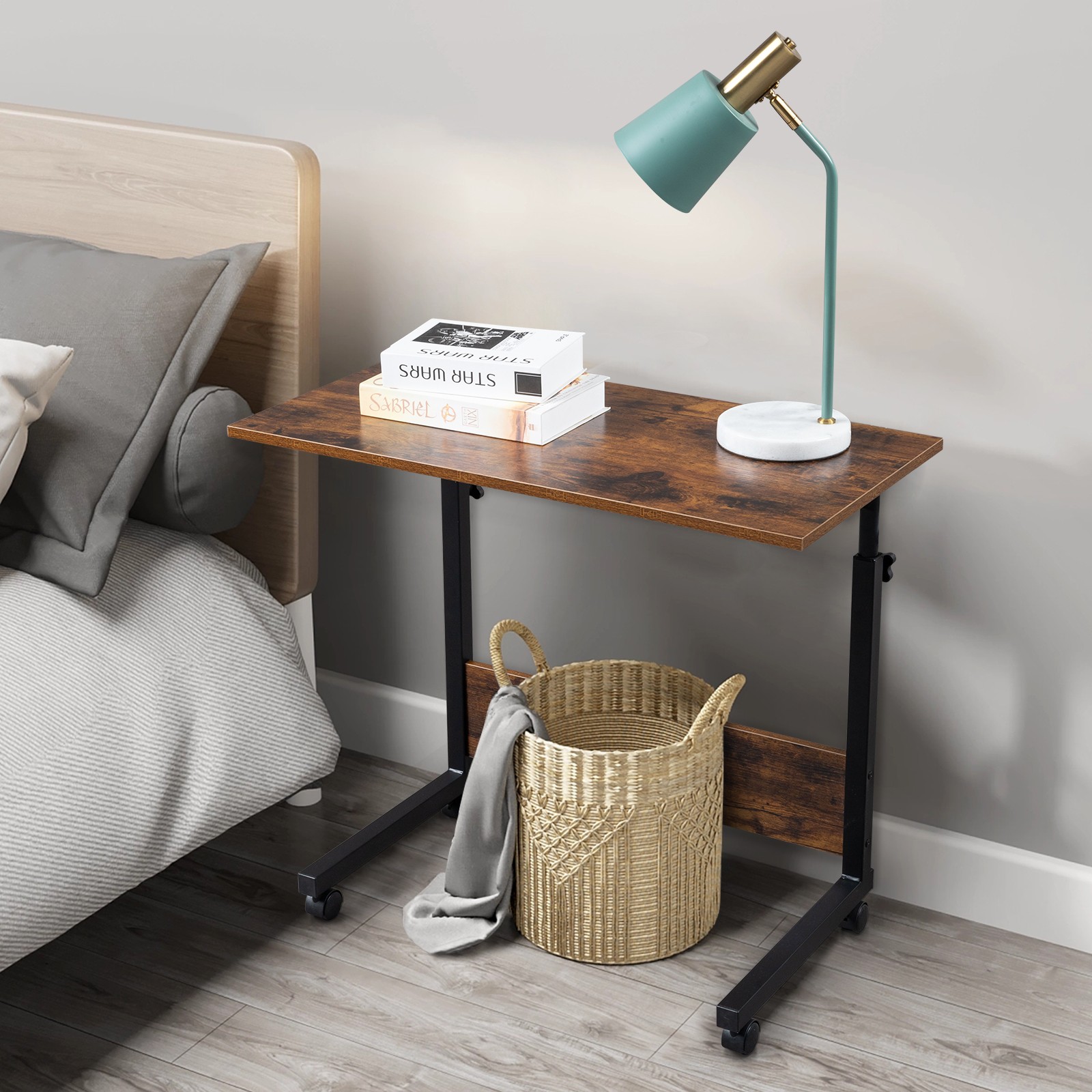 Height Adjustable Mobile Table Side Table Workstation Laptop Overbed Multi Table