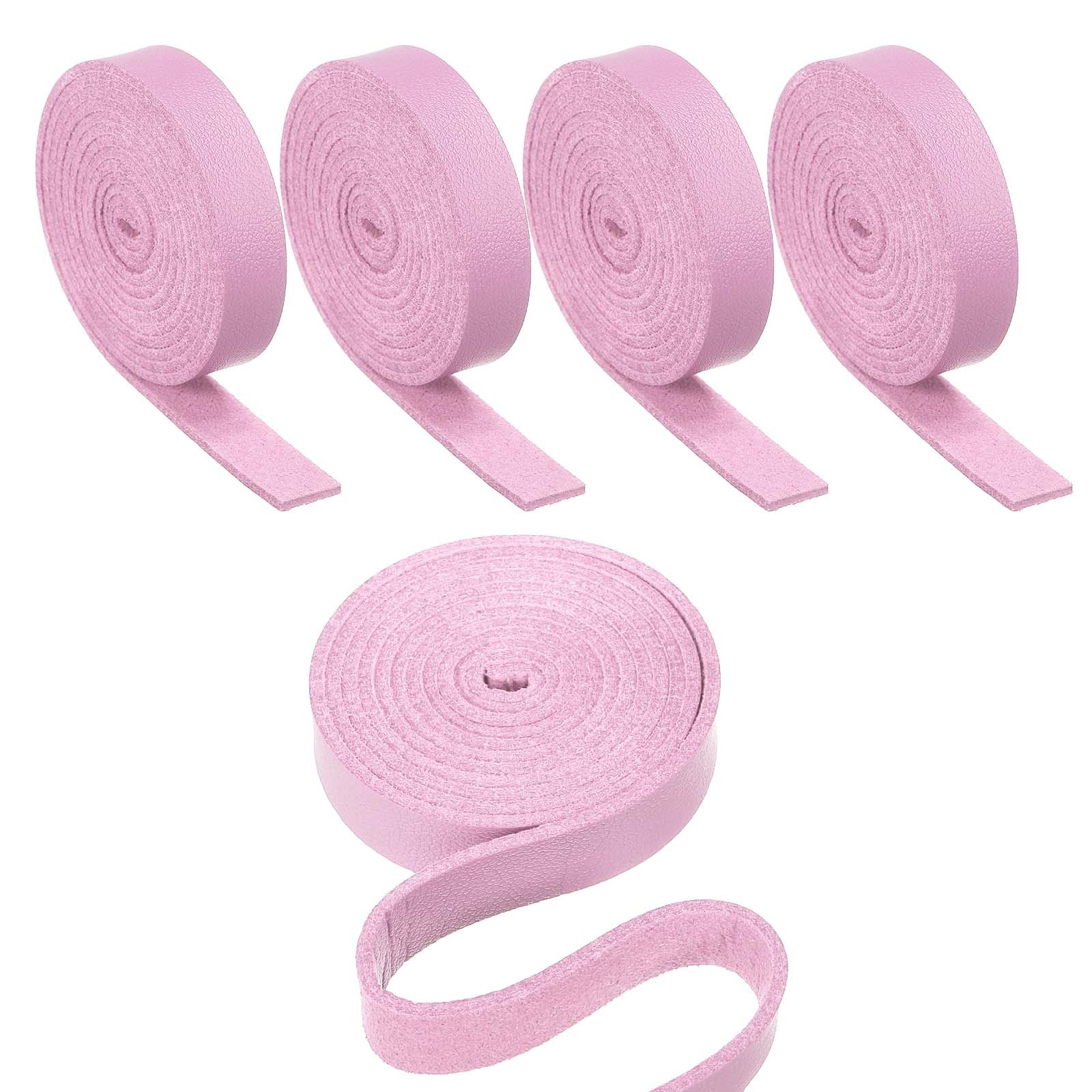 5 Pcs 3/8" Flat Leather Strap, 40" Length PU Leather Strip Pink