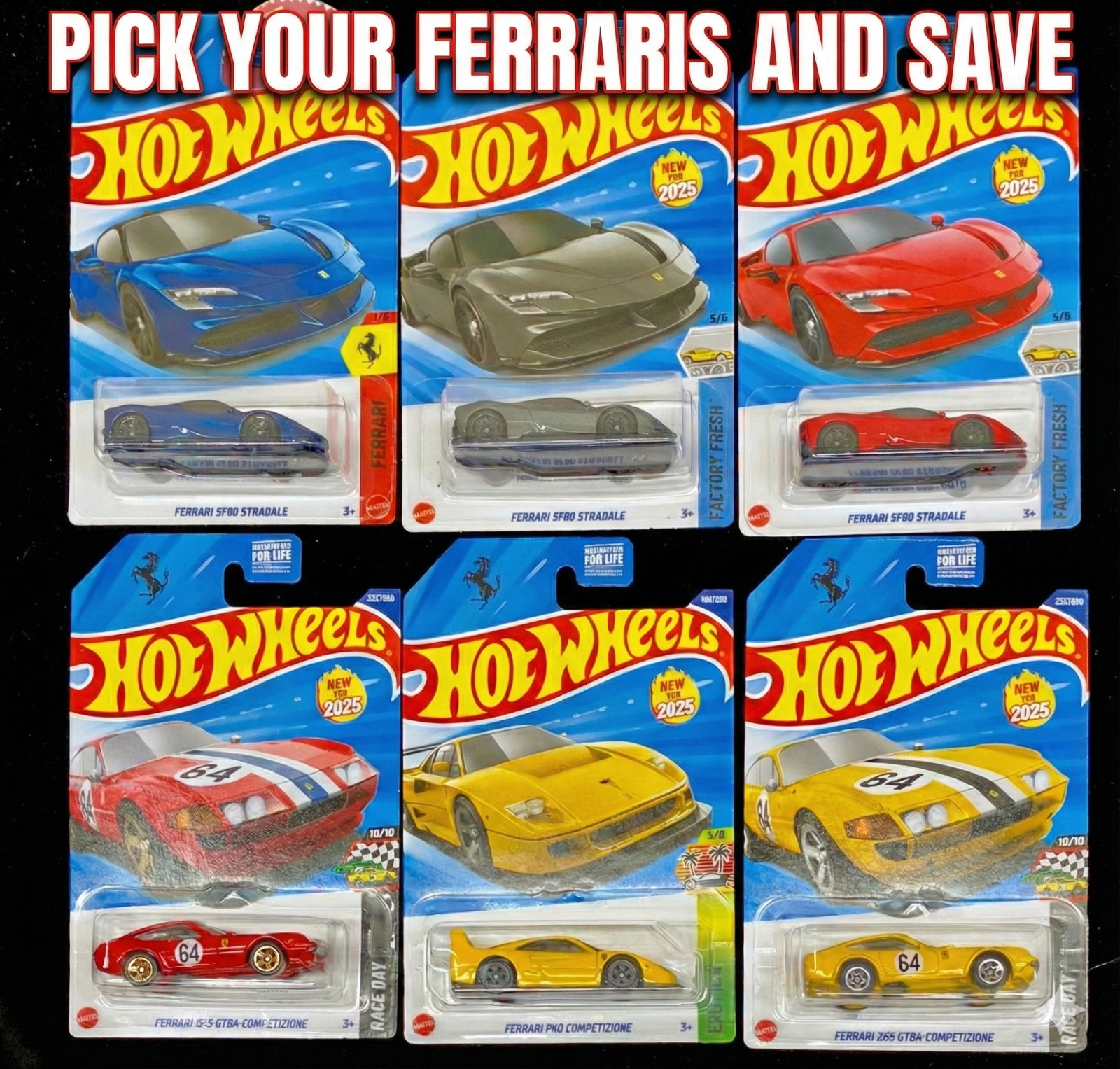 Ferrari Hot Wheels - You Pick Your Cars, Add to Cart and Checkout, $1 Combo Ship